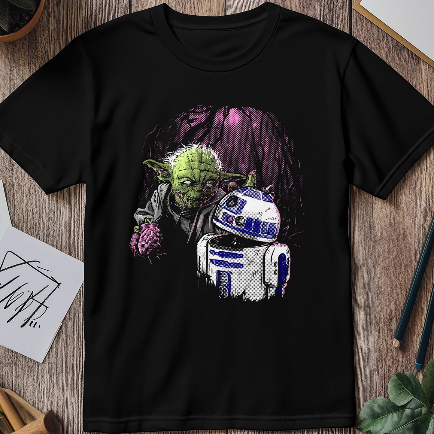 Zombie Yoda & R2-D2 t-shirt