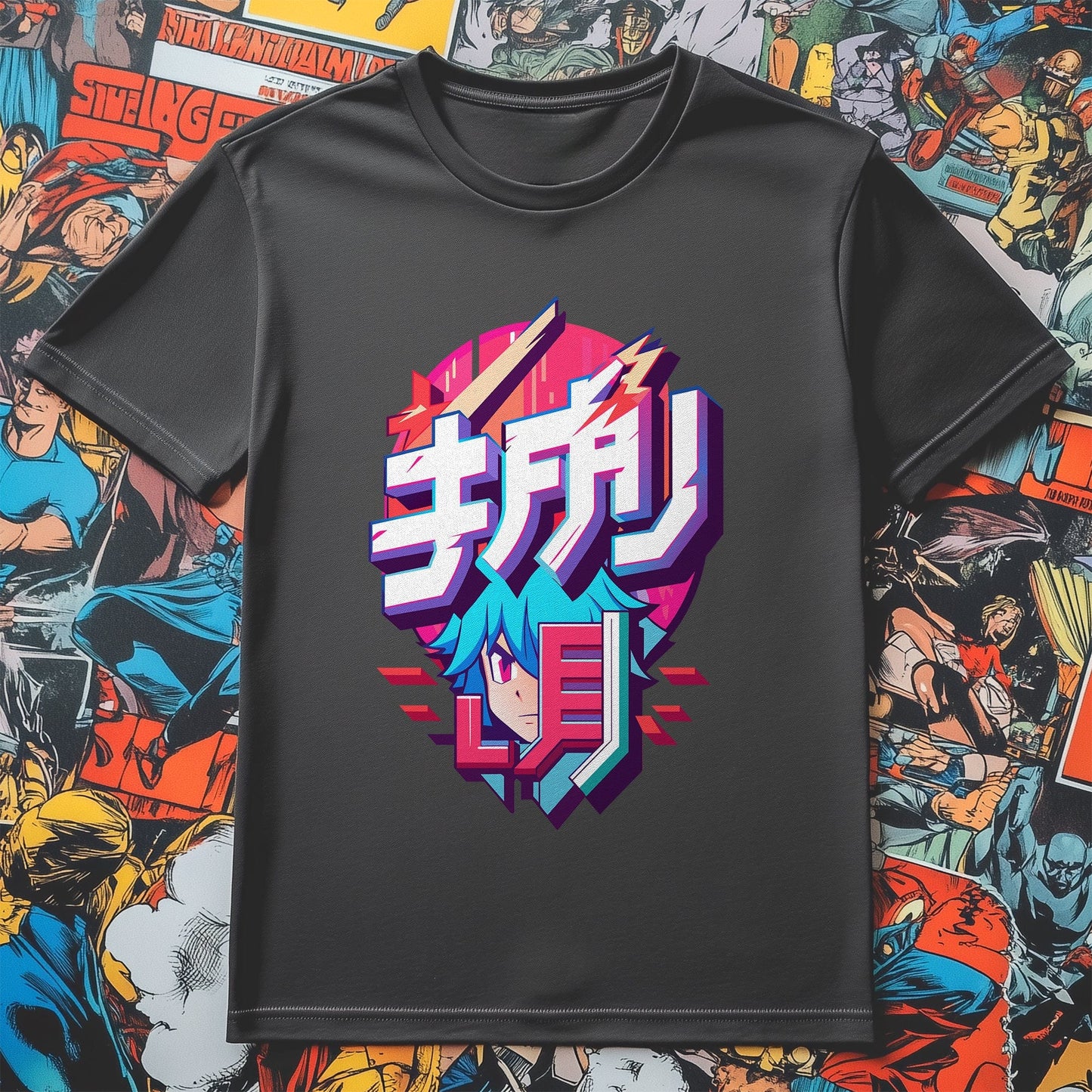Anime Cartoon Text T-shirt