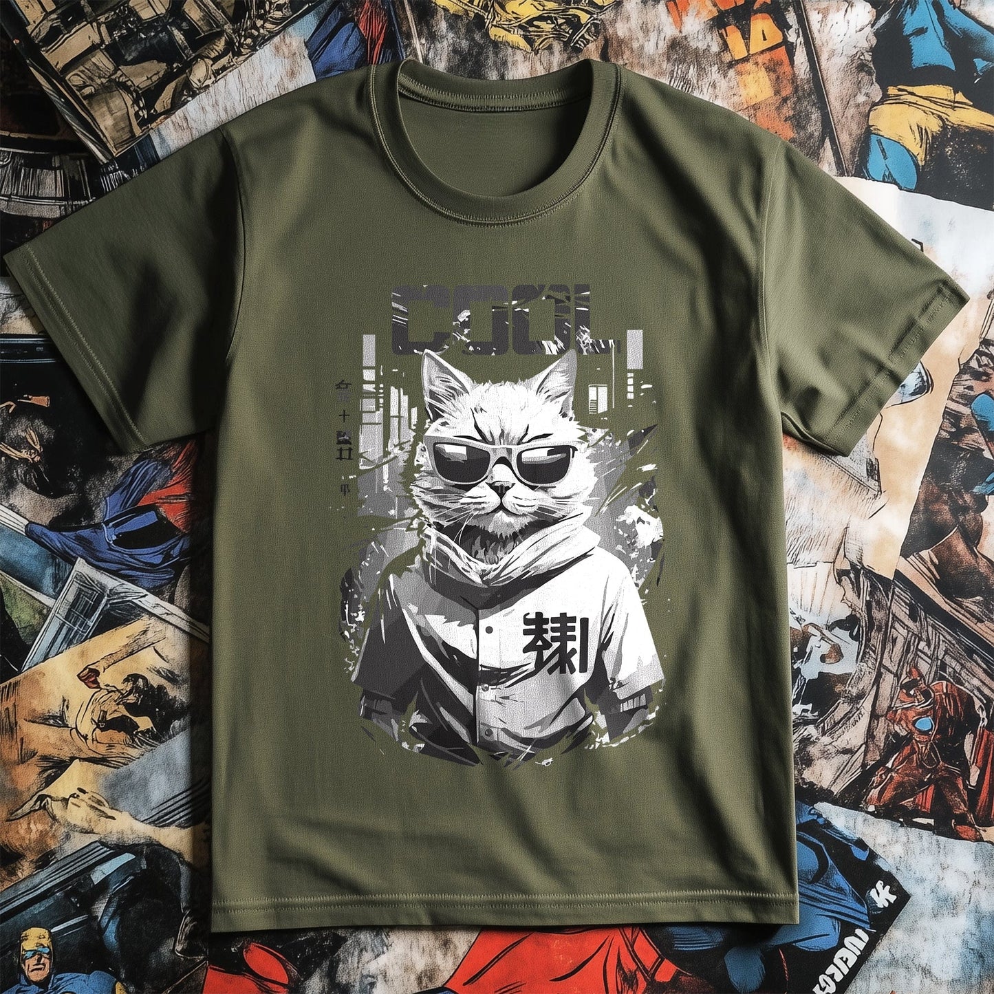 Cool Tokio Cat Anime T-shirt