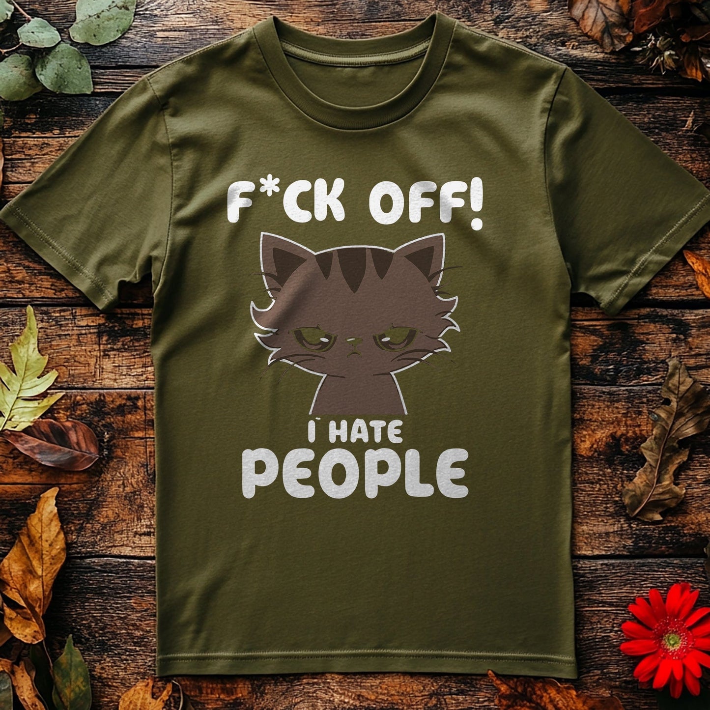 I Hate People Funny Cat T-Shirt -