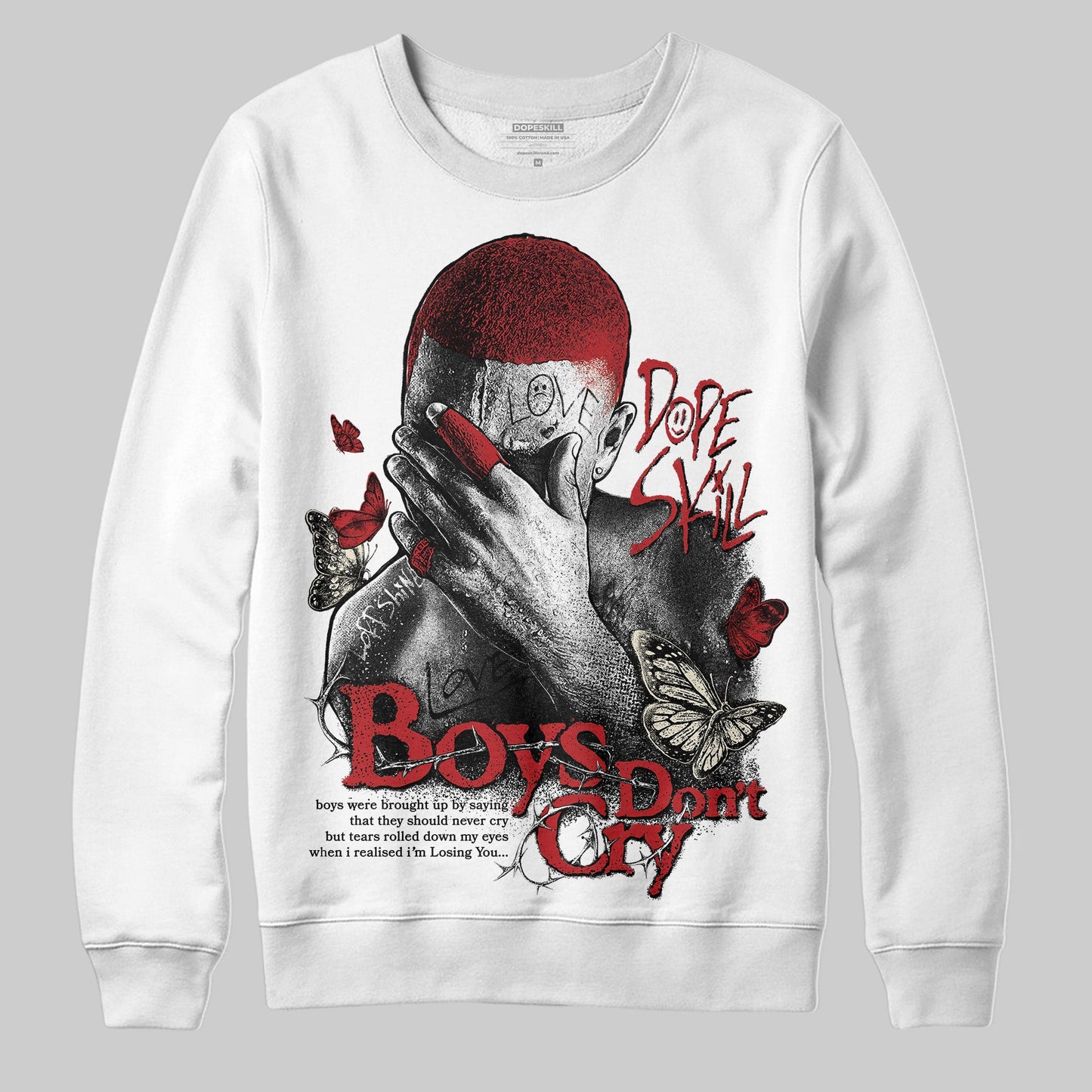 Black Toe Reimagined 1s DopeSkill Sweatshirt Boys Don't Cry Graphic