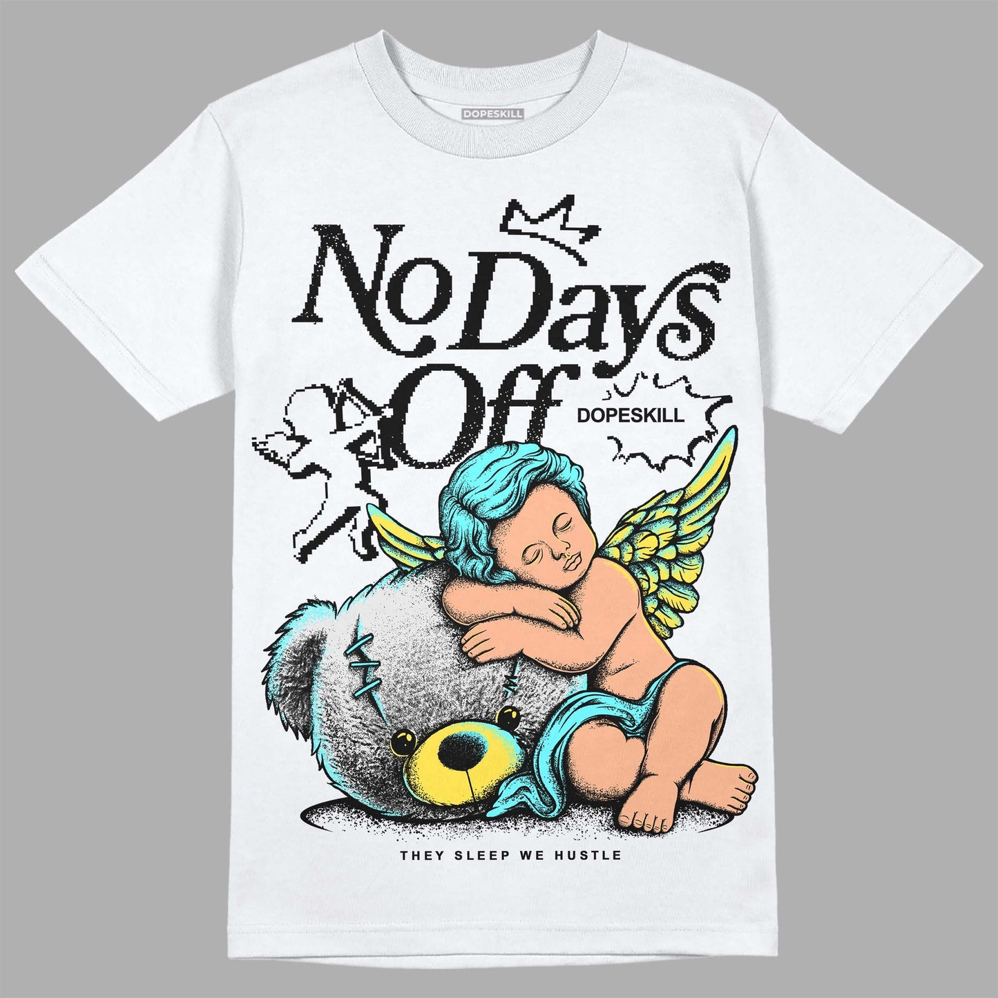 Aqua 5s DopeSkill T-Shirt New No Days Off Graphic
