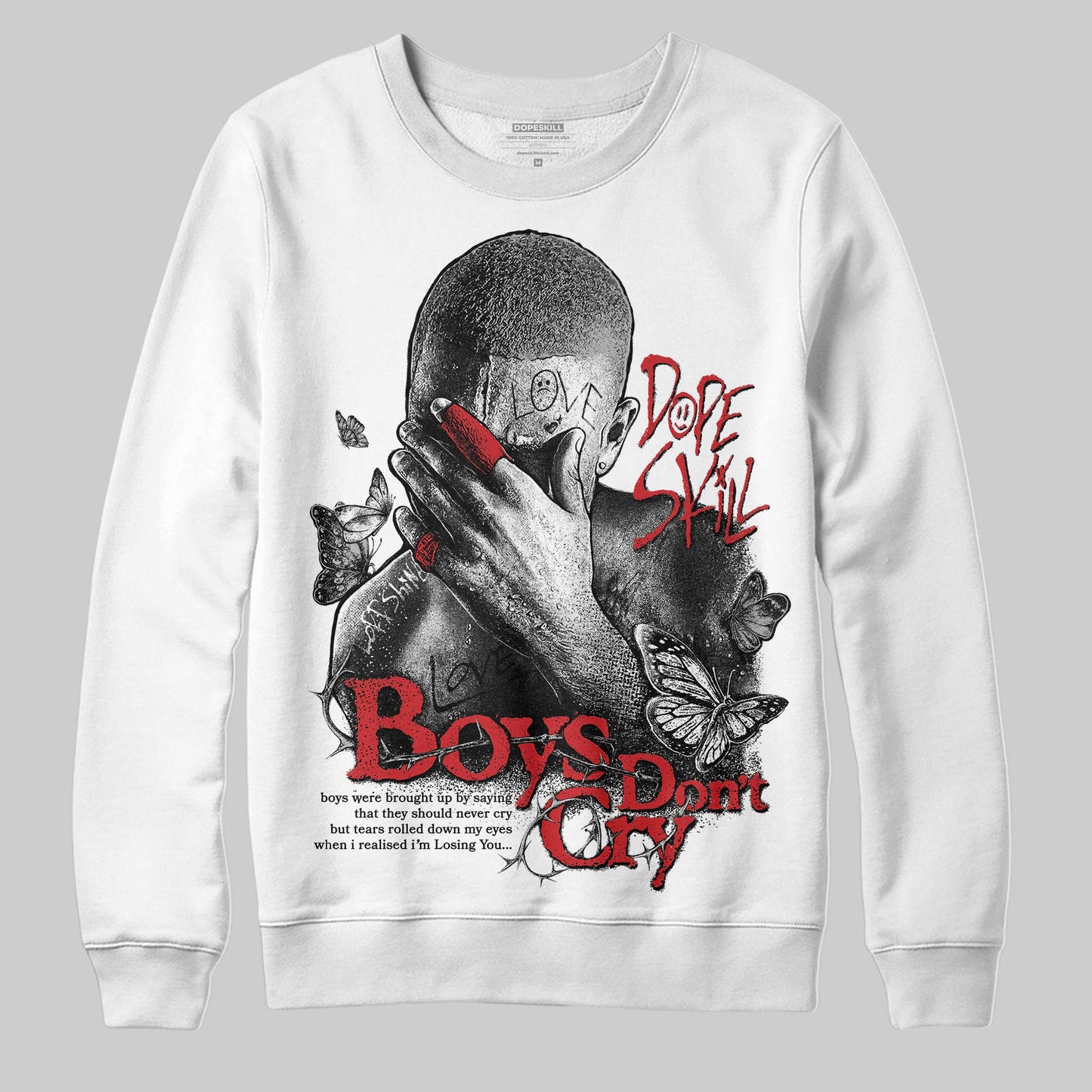 Black Cement 3s DopeSkill Sweatshirt Boys Don't Cry Graphic