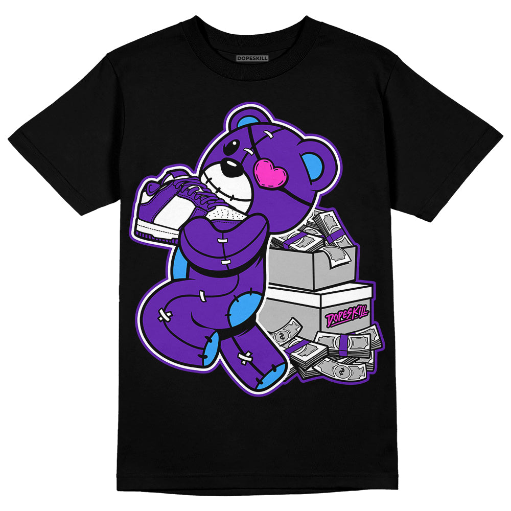 Dunk Purple Championship Court White DopeSkill T-Shirt Bear Steals Sneaker Graphic