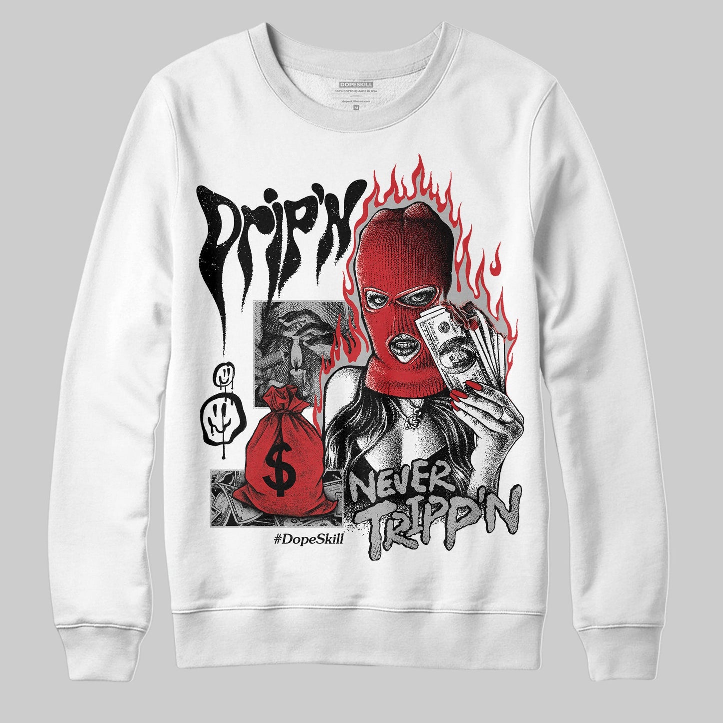 Black Cement 3s DopeSkill Sweatshirt Drip'n Never Tripp'n Graphic