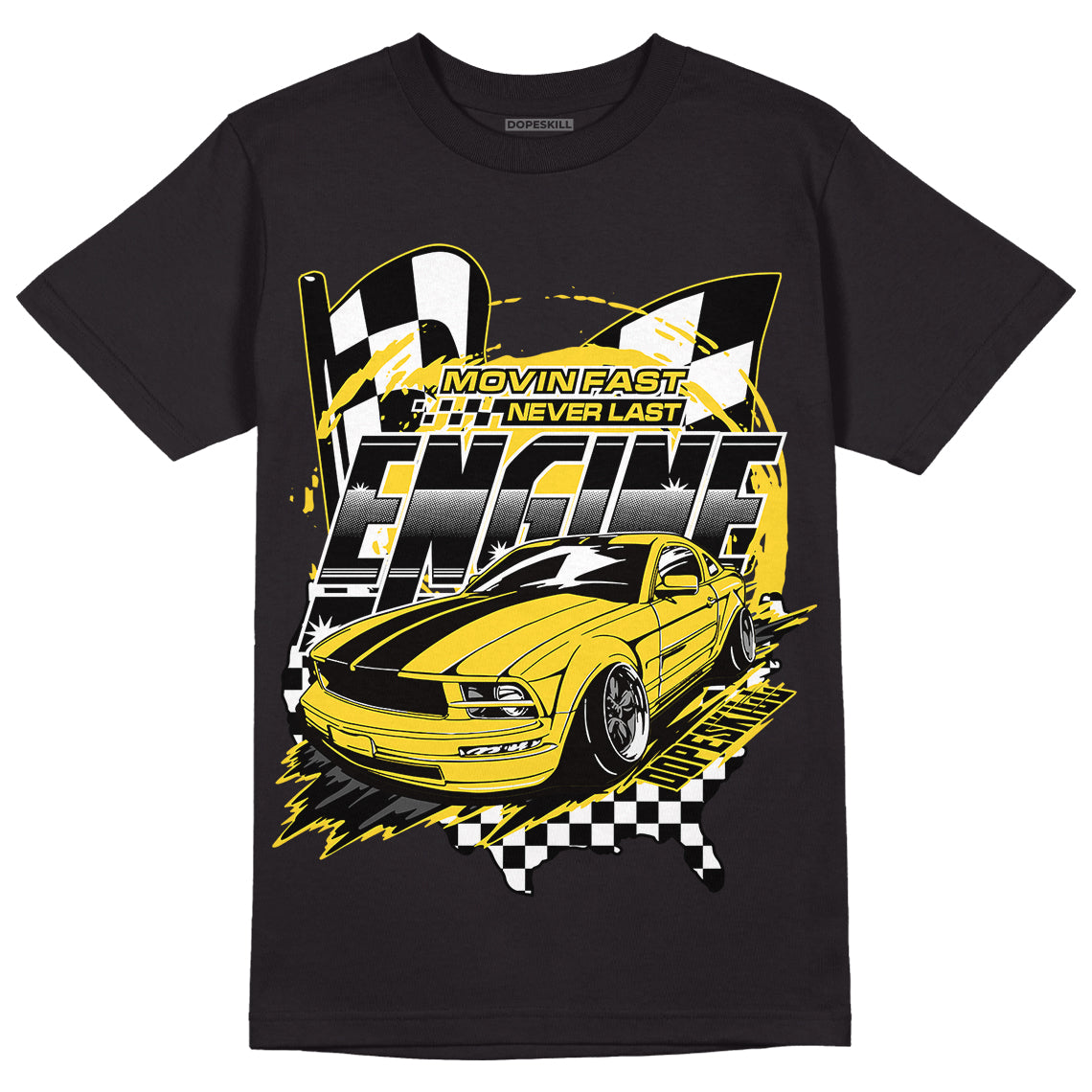 Black Tour Yellow AJ 4 Thunder DopeSkill T-Shirt ENGINE Tshirt Graphic