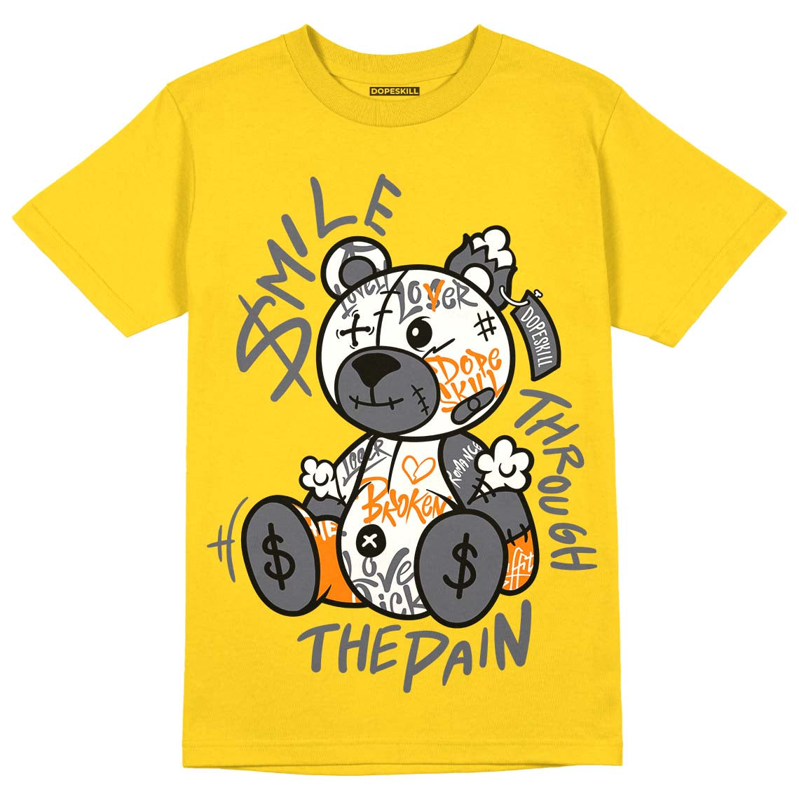 AJ 4 Lightning DopeSkill Tour Yellow T-shirt Smile Through The Pain Graphic