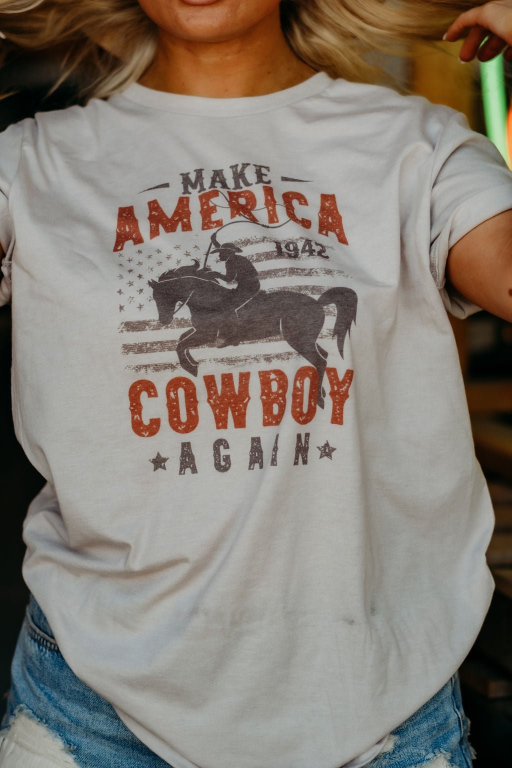 1942 America Cowboy Graphic Tee Shirt