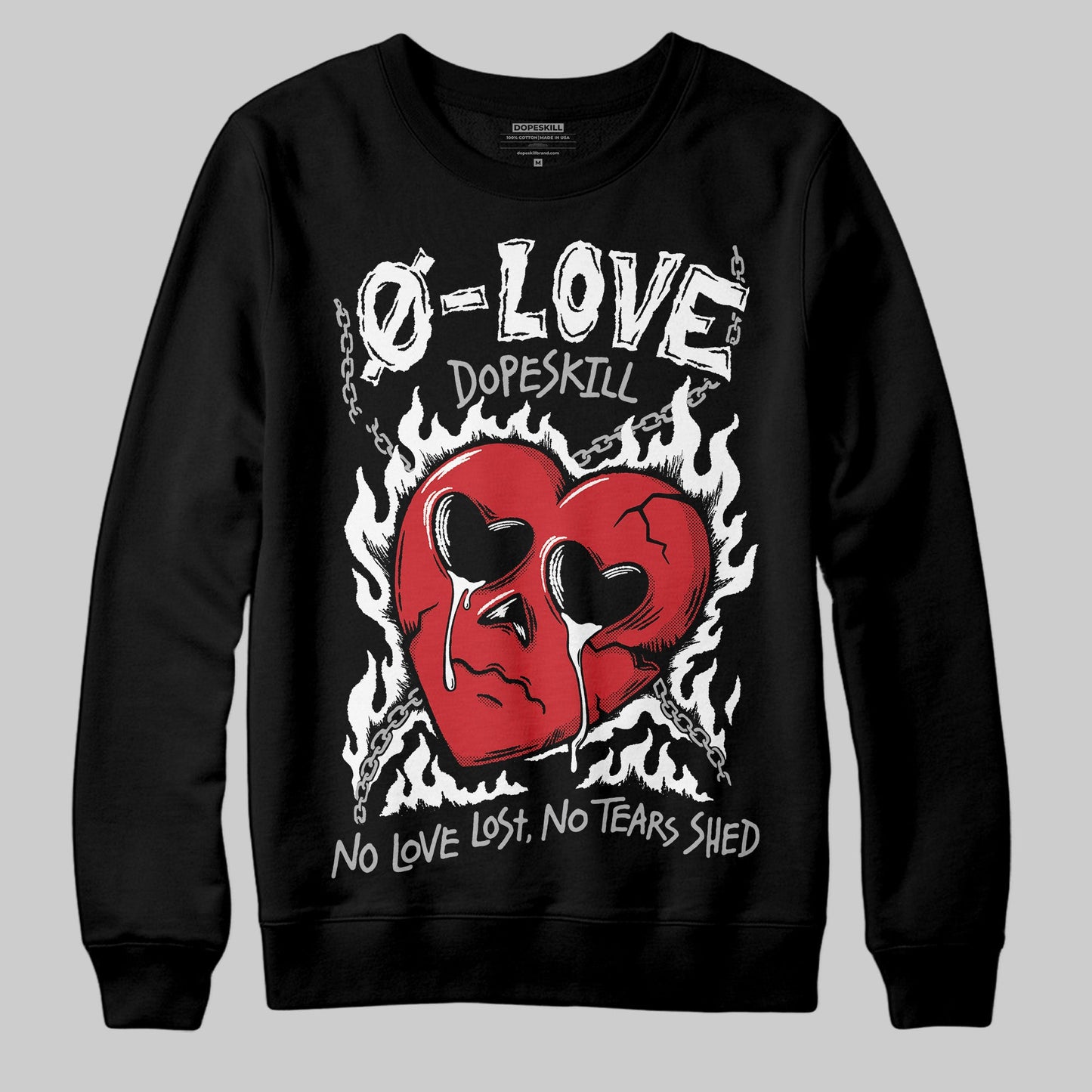 Black Cement 3s DopeSkill Sweatshirt Crying Heart Graphic