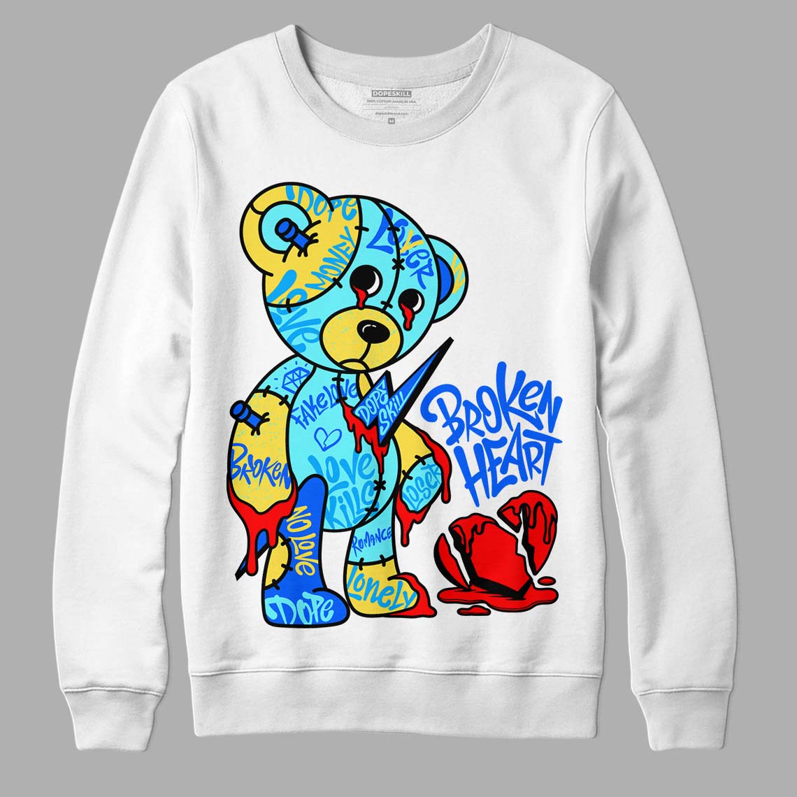 Aqua 5s DopeSkill Sweatshirt Broken Heart Graphic