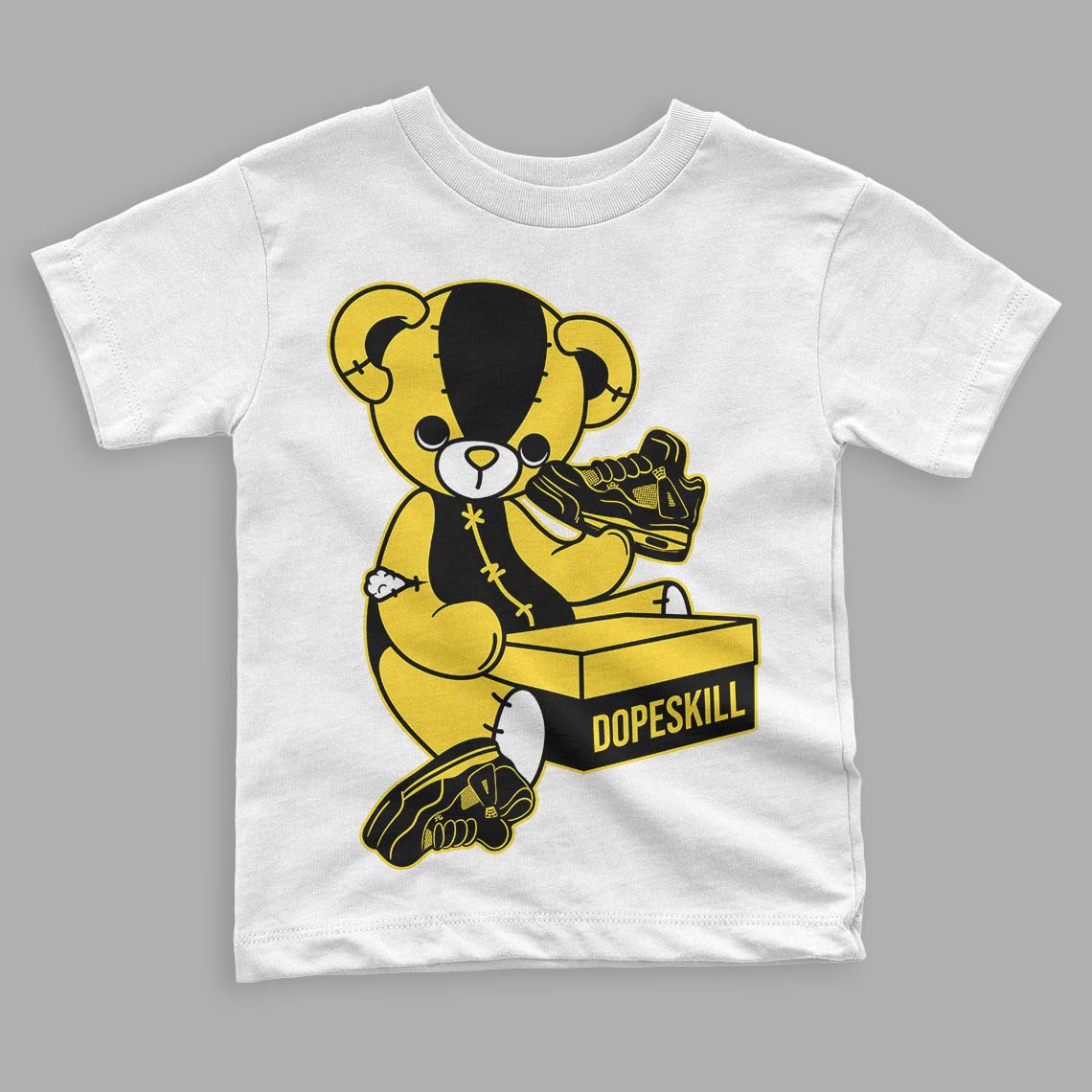 Black Tour Yellow AJ 4 Thunder DopeSkill Toddler Kids T-shirt Sneakerhead BEAR Graphic