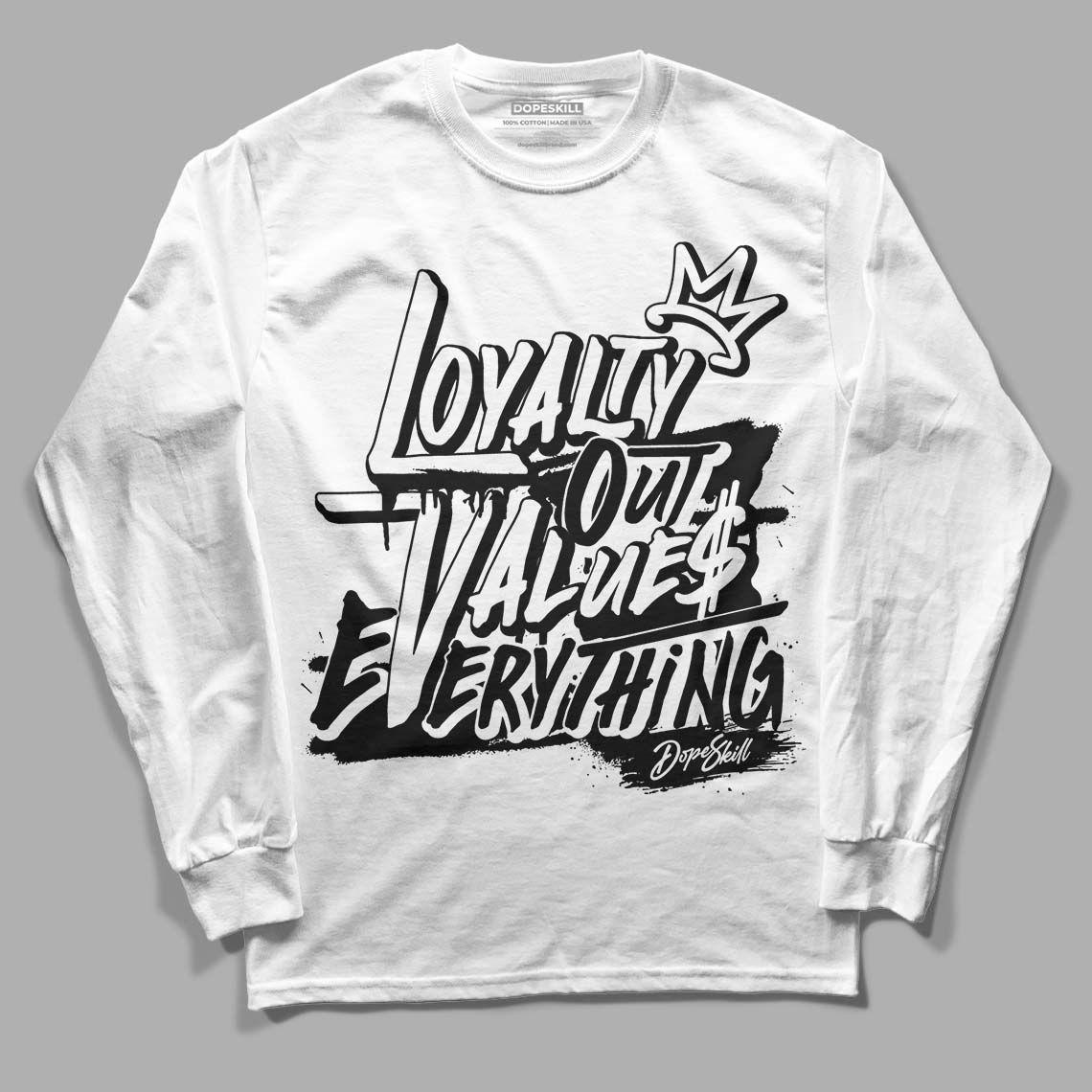 85 Black White 1s DopeSkill Long Sleeve T-Shirt LOVE Graphic