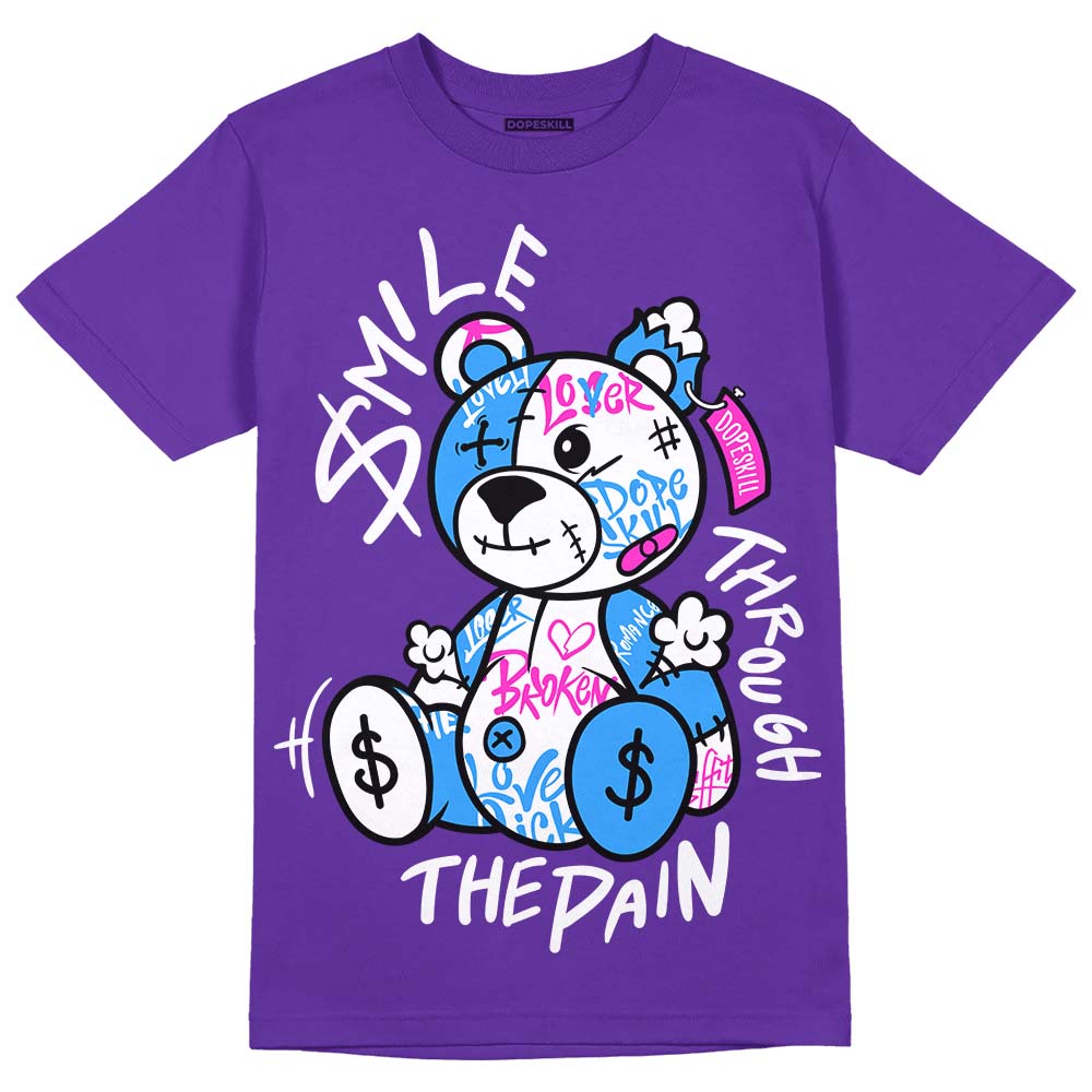 Dunk Purple Championship Court White DopeSkill Purple T-shirt Smile Through The Pain Graphic