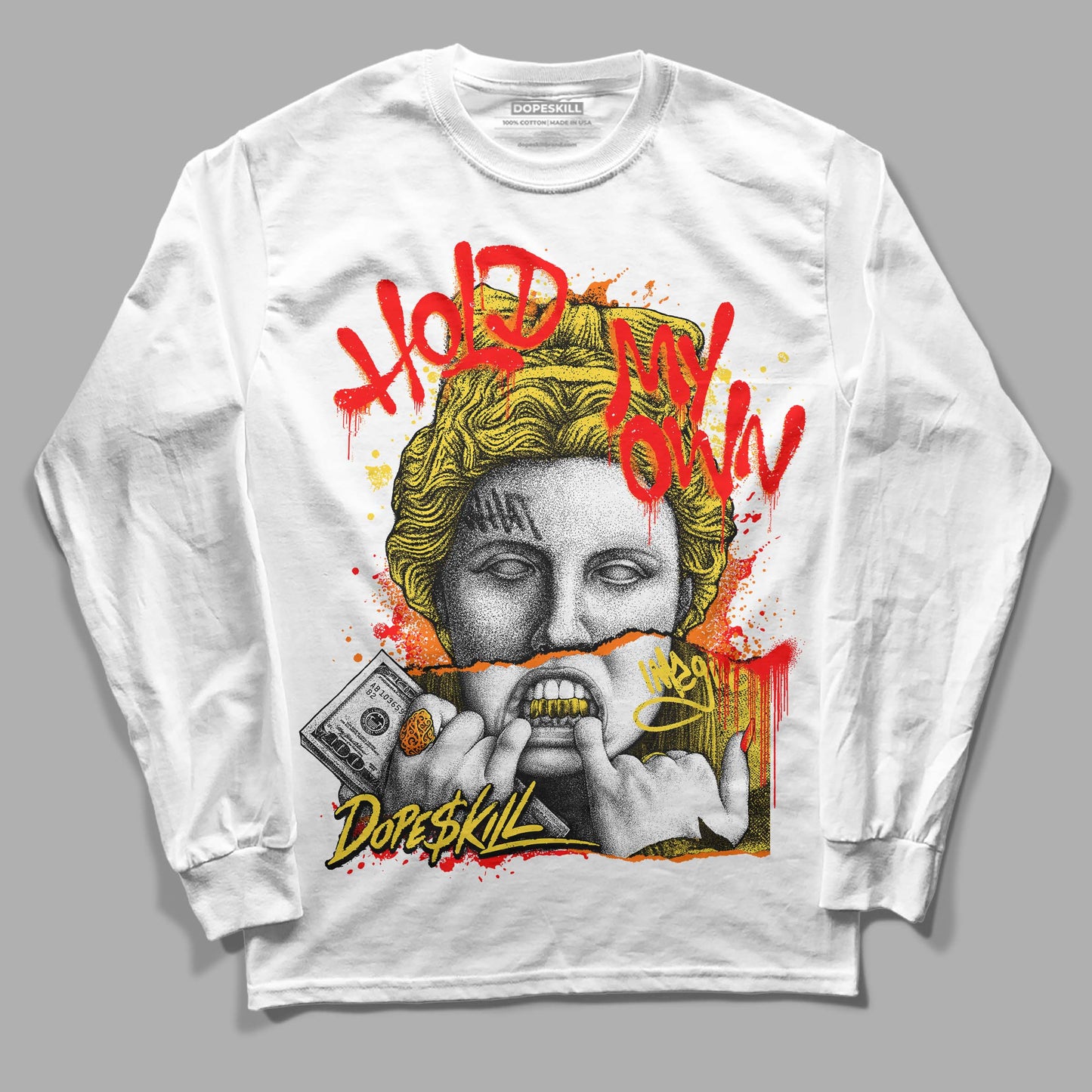 Black Tour Yellow AJ 4 Thunder DopeSkill Long Sleeve T-Shirt Hold My Own Graphic