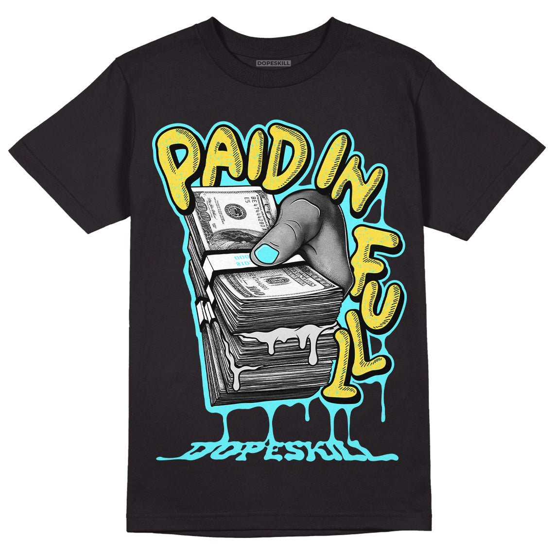 Aqua 5s DopeSkill T-Shirt Paid In Full Graphic