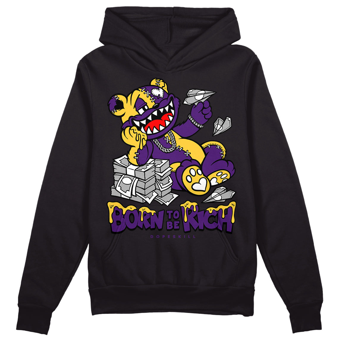 Field Purple 12s DopeSkill Hoodie Sweatshirt Born To Be Rich Graphic