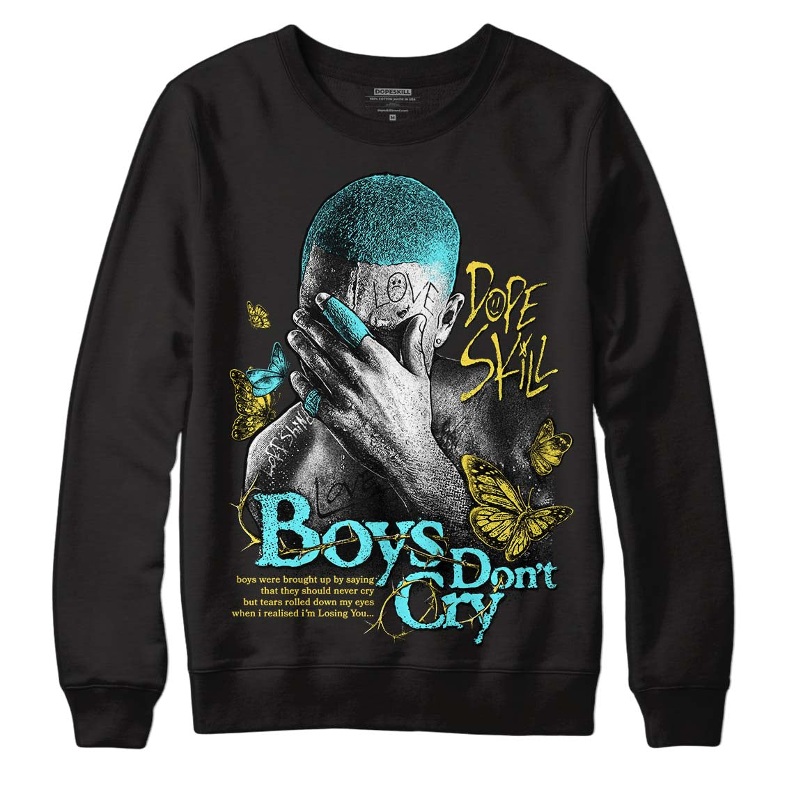 Aqua 5s DopeSkill Sweatshirt Boys Don't Cry Graphic