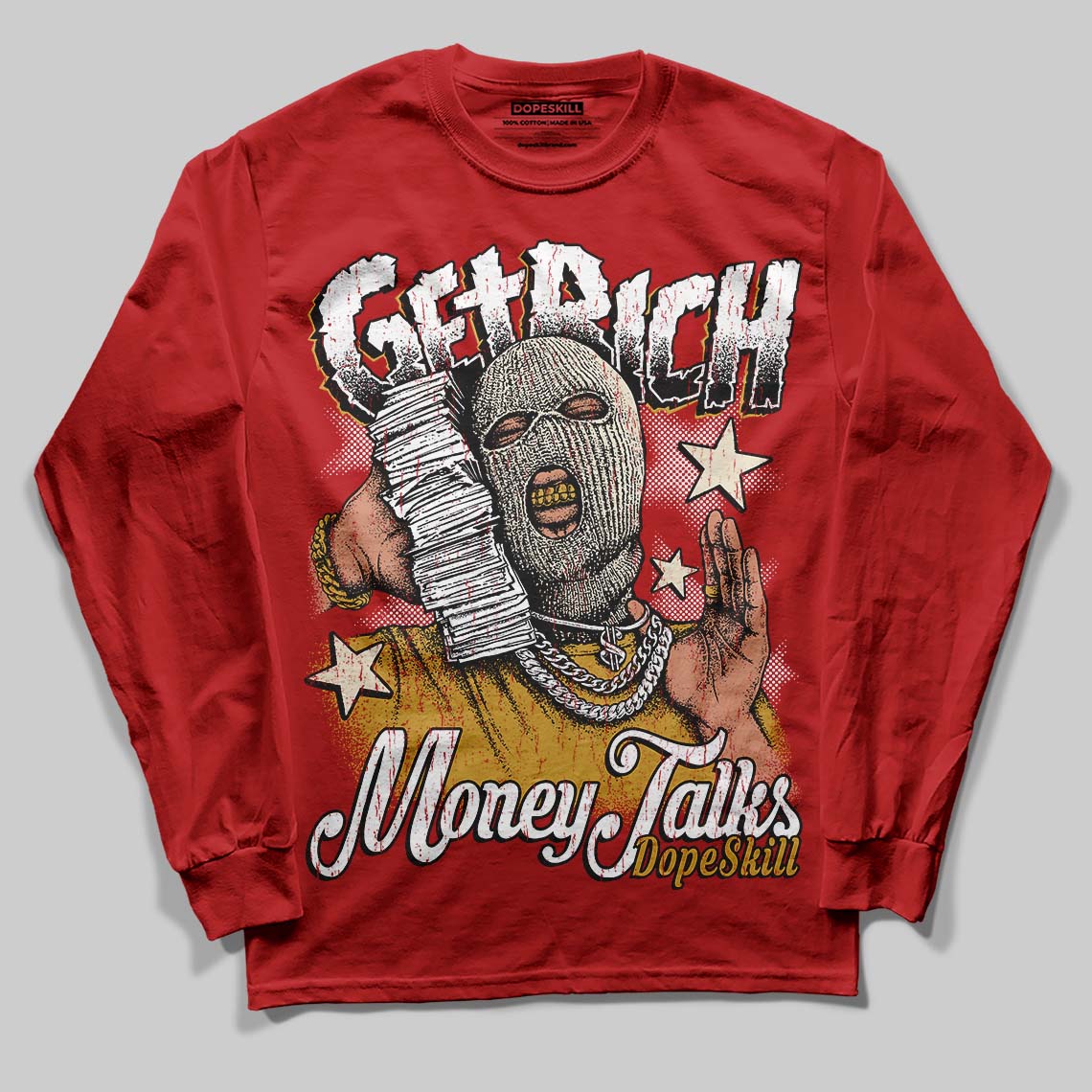 Brick By Brick 4s DopeSkill Long Sleeve T-Shirt Get Rich Graphic