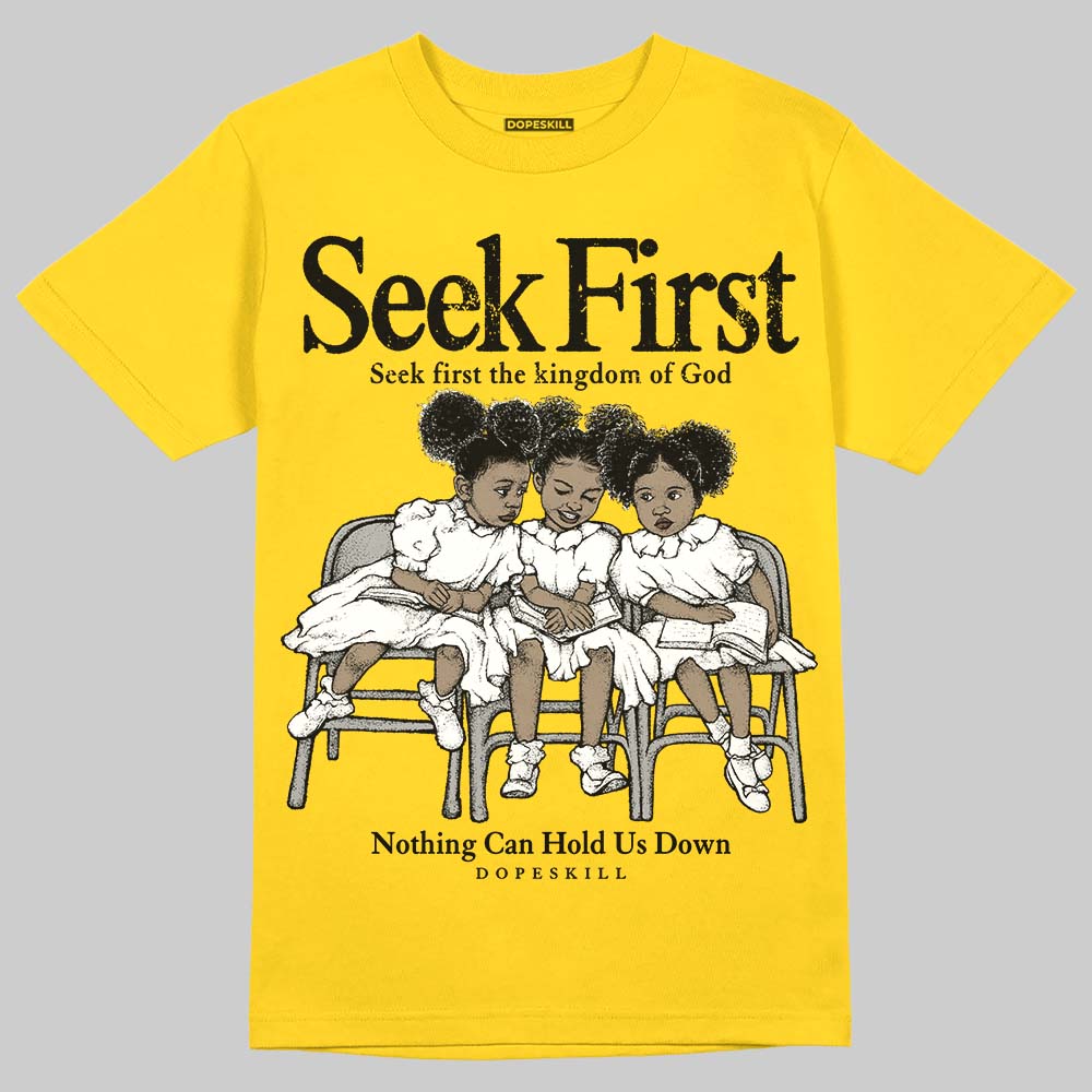 Black Tour Yellow AJ 4 DopeSkill T-Shirt New Seek First Graphic