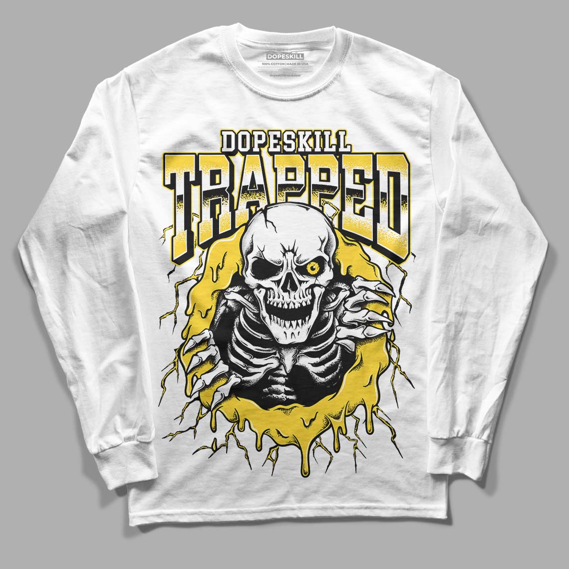 Black Tour Yellow AJ 4 Thunder DopeSkill Long Sleeve T-Shirt Trapped Halloween Graphic