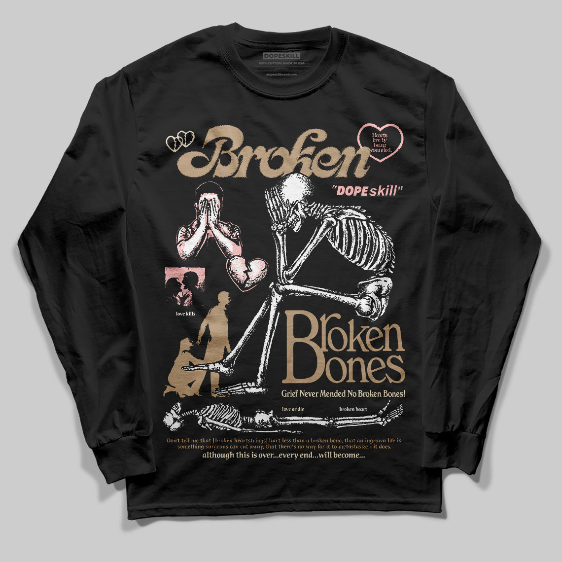 AIR FORCE 1 LINEN DopeSkill Long Sleeve T-Shirt Broken Bones Graphic