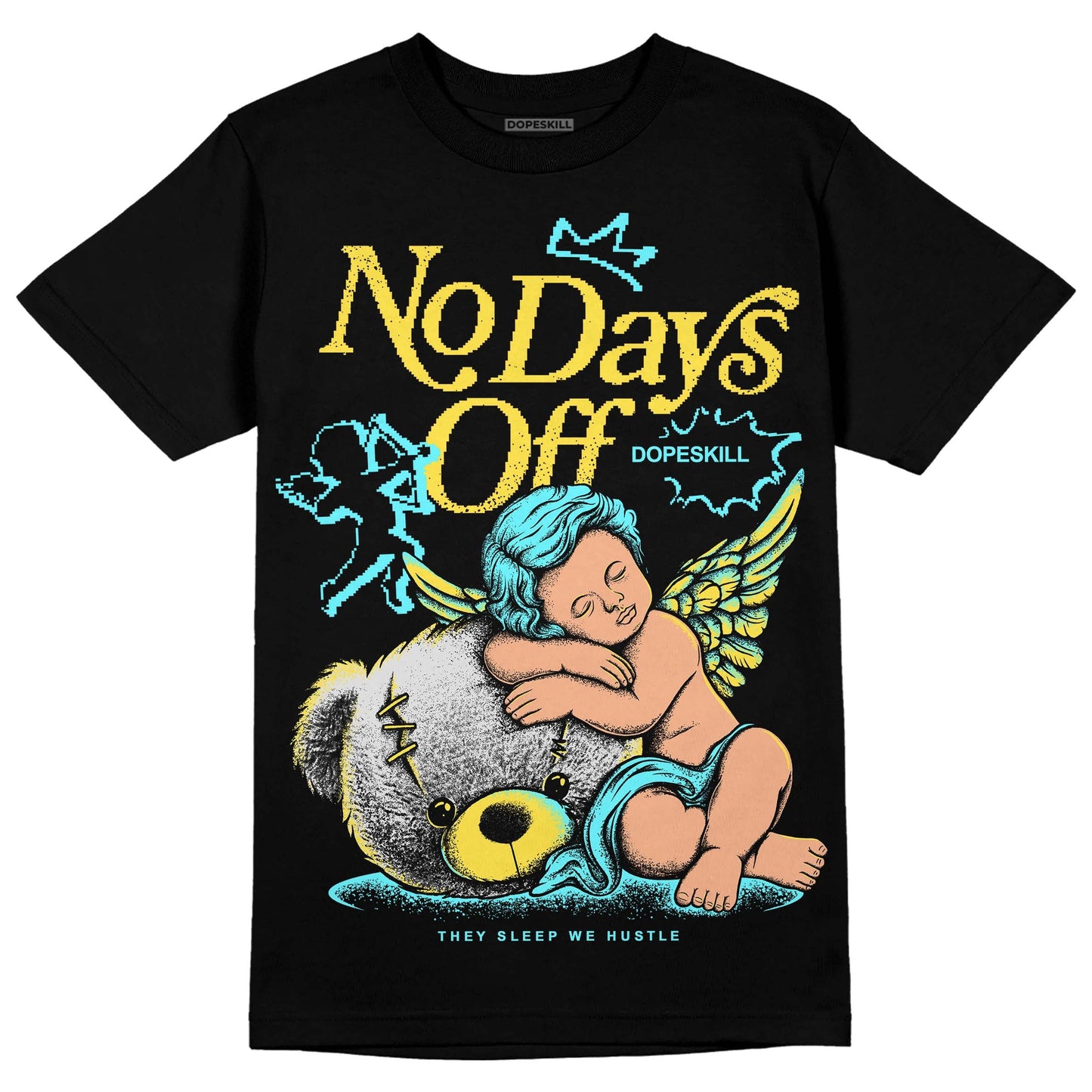 Aqua 5s DopeSkill T-Shirt New No Days Off Graphic