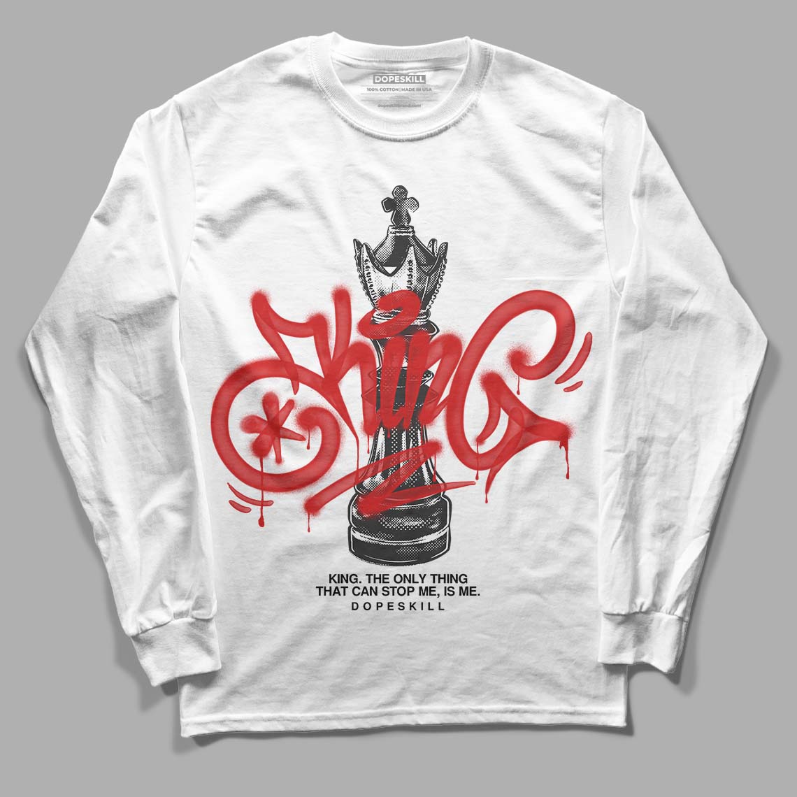85 Black White 1s DopeSkill Long Sleeve T-Shirt King Chess Graphic