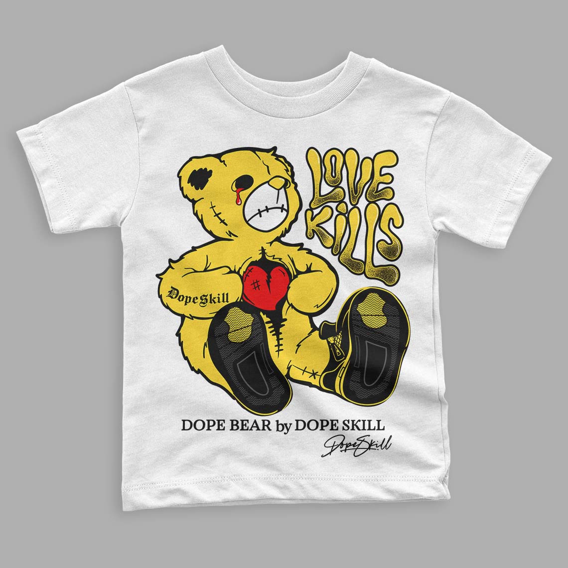 Black Tour Yellow AJ 4 Thunder DopeSkill Toddler Kids T-shirt Love Kills Graphic