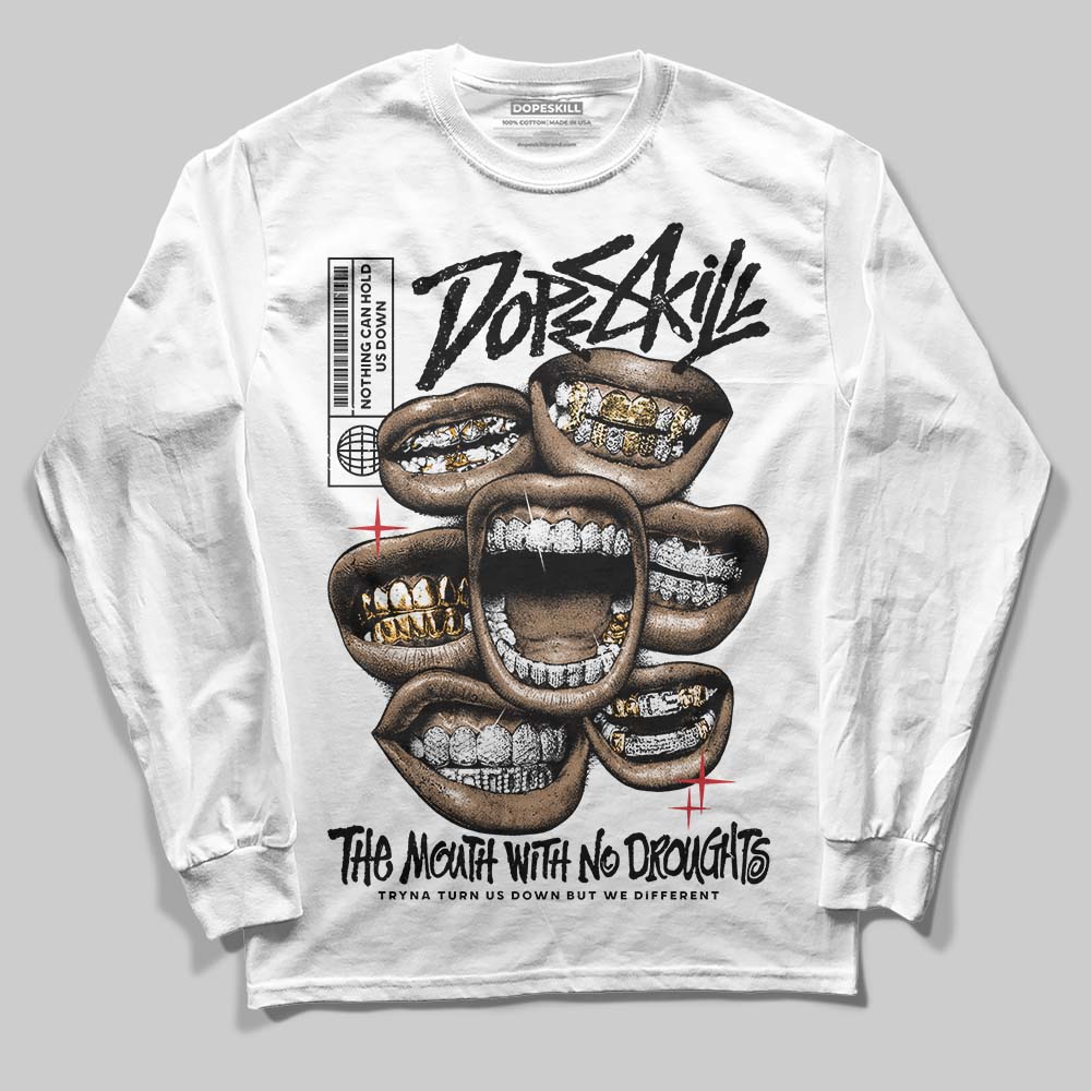 Black Metallic Reimagined 5s DopeSkill Long Sleeve T-Shirt The Mouth With No Droughts Graphic