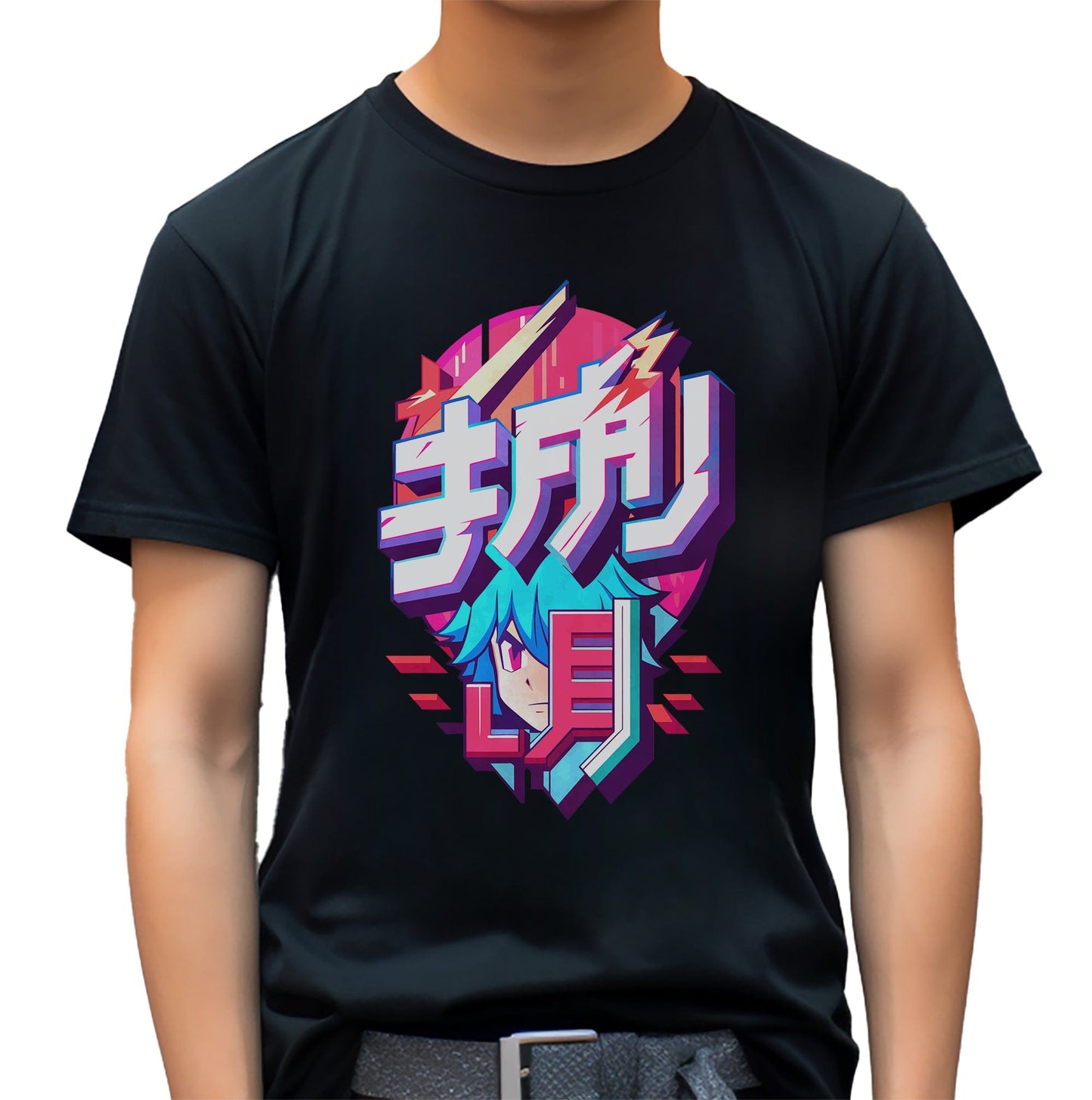 Anime Cartoon Text T-shirt