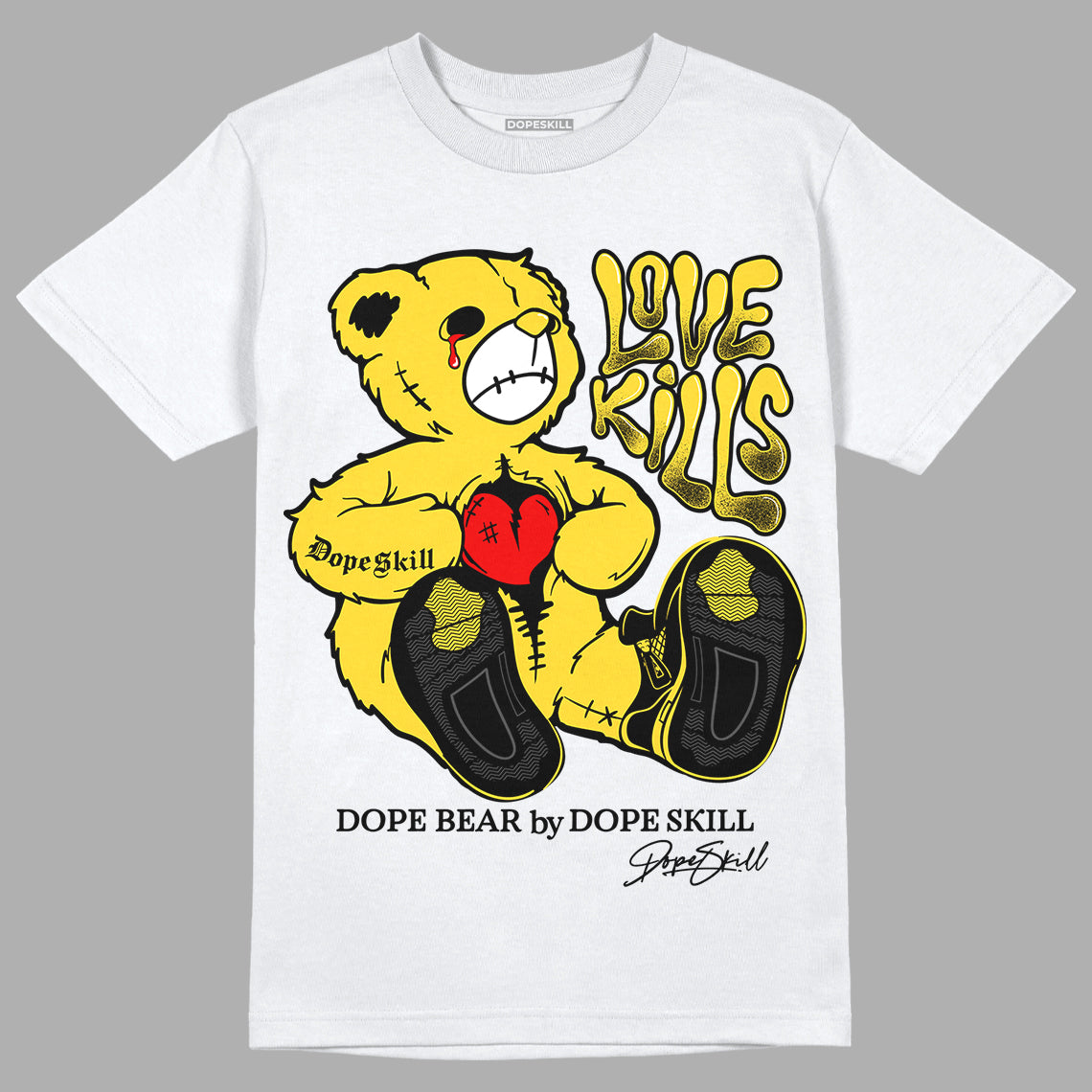 Black Tour Yellow AJ 4 Thunder DopeSkill T-Shirt Love Kills Graphic