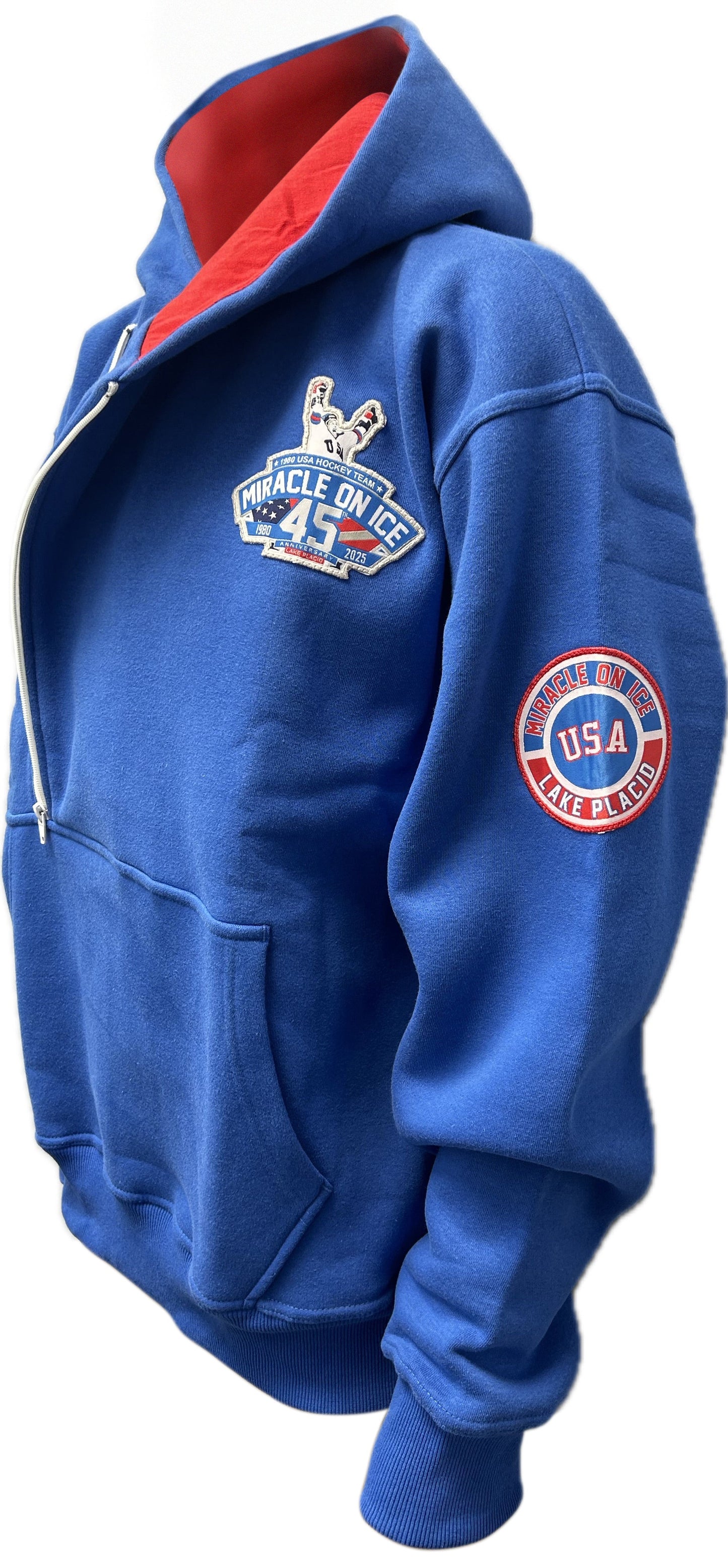 1980 Miracle on Ice 45th Anniversary (1980-2025) Official Side Zip Hoodie Embroidered