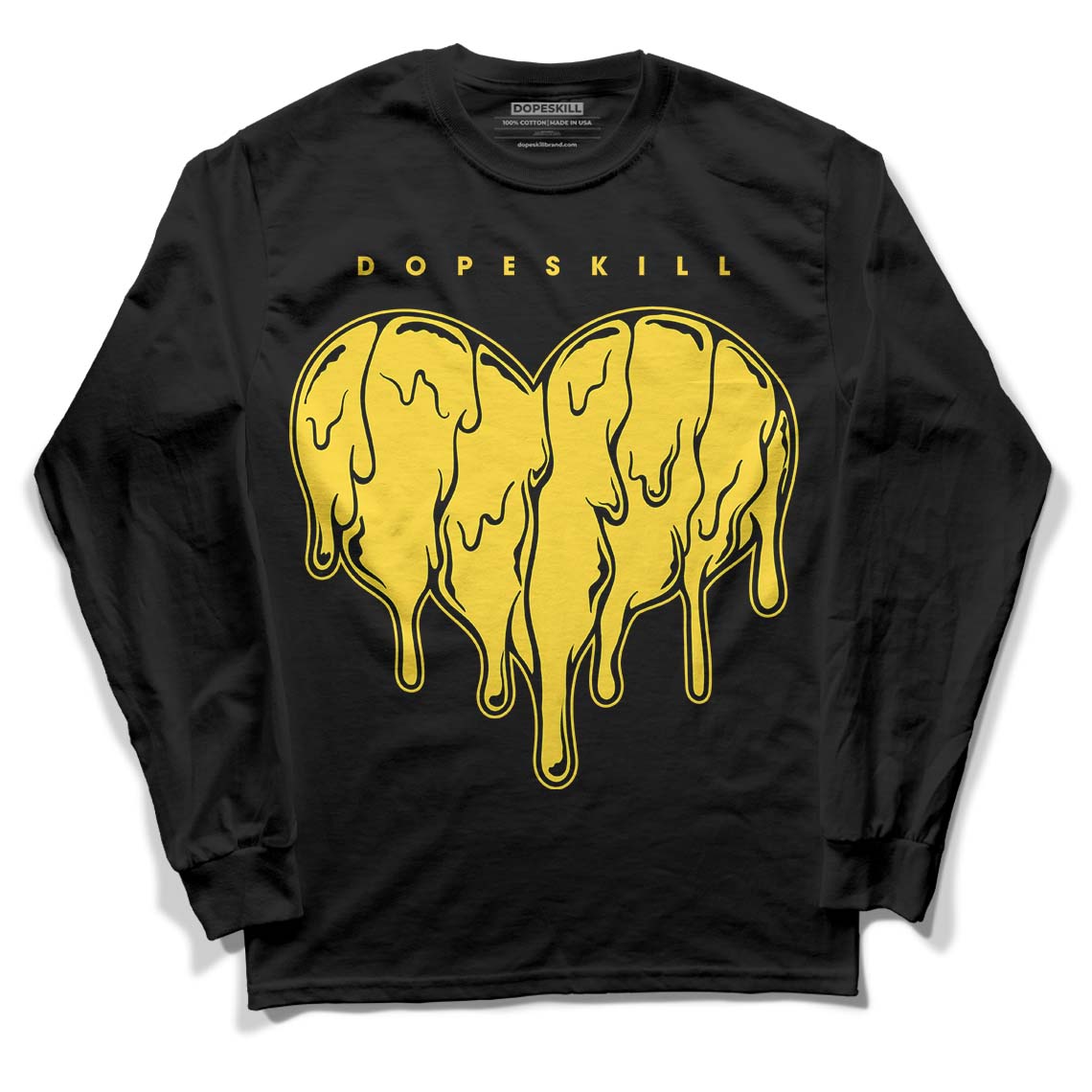 Black Tour Yellow AJ 4 Thunder DopeSkill Long Sleeve T-Shirt Slime Drip Heart Graphic