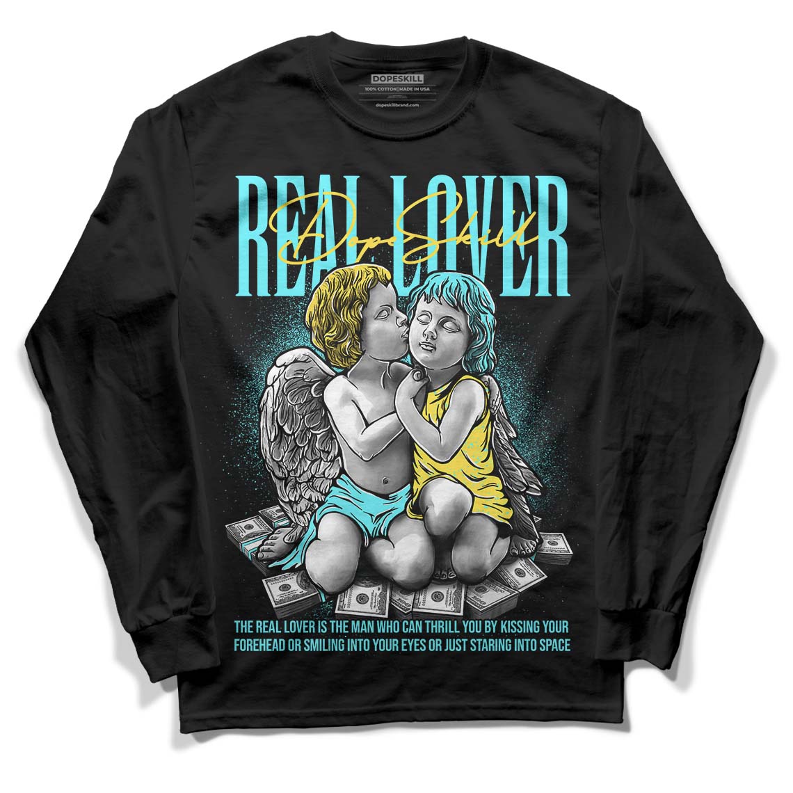 Aqua 5s DopeSkill Long Sleeve T-Shirt Real Lover Graphic