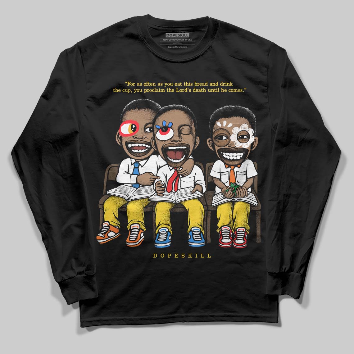 Black Tour Yellow AJ 4 Thunder DopeSkill Long Sleeve T-Shirt First Sunday Graphic