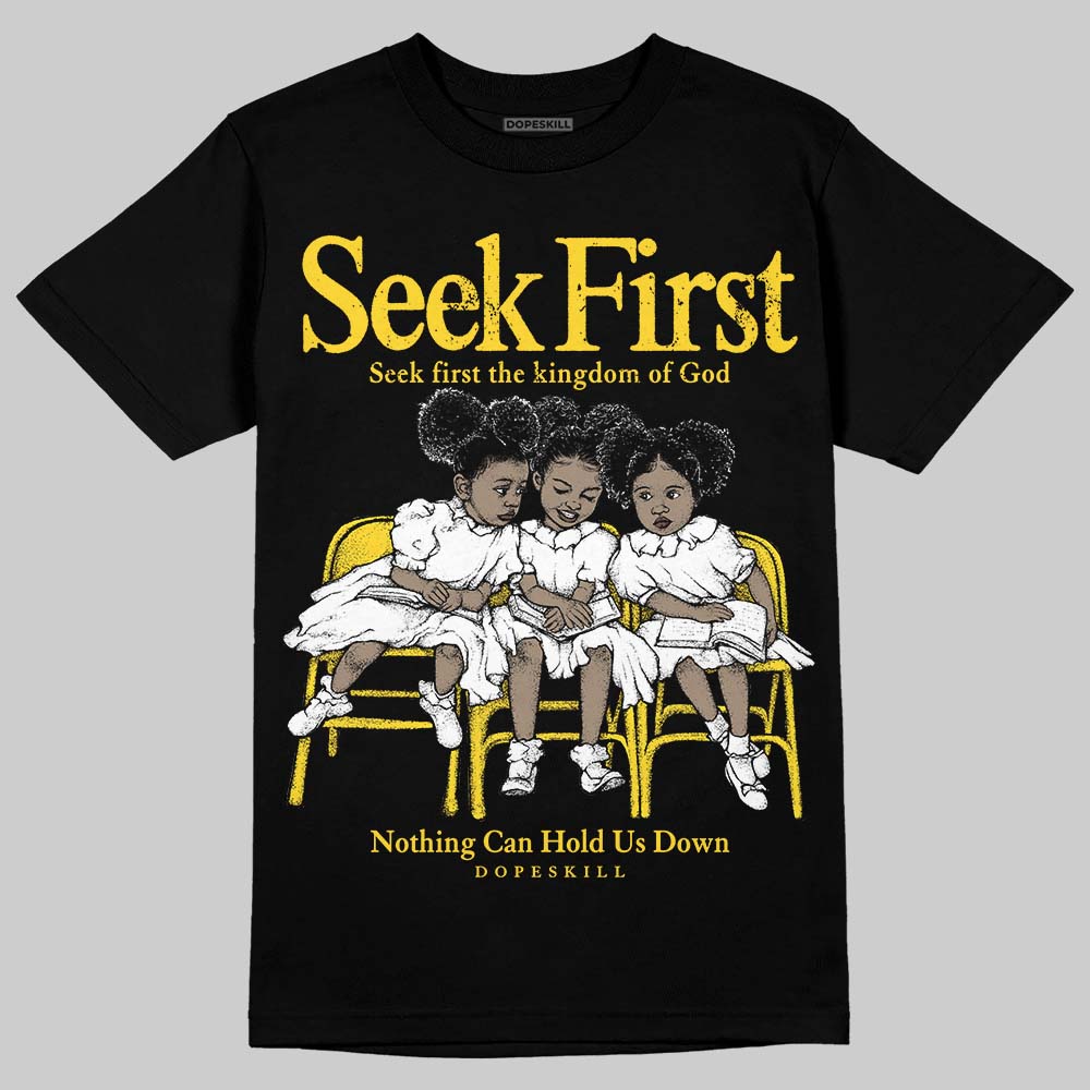 Black Tour Yellow AJ 4 DopeSkill T-Shirt New Seek First Graphic