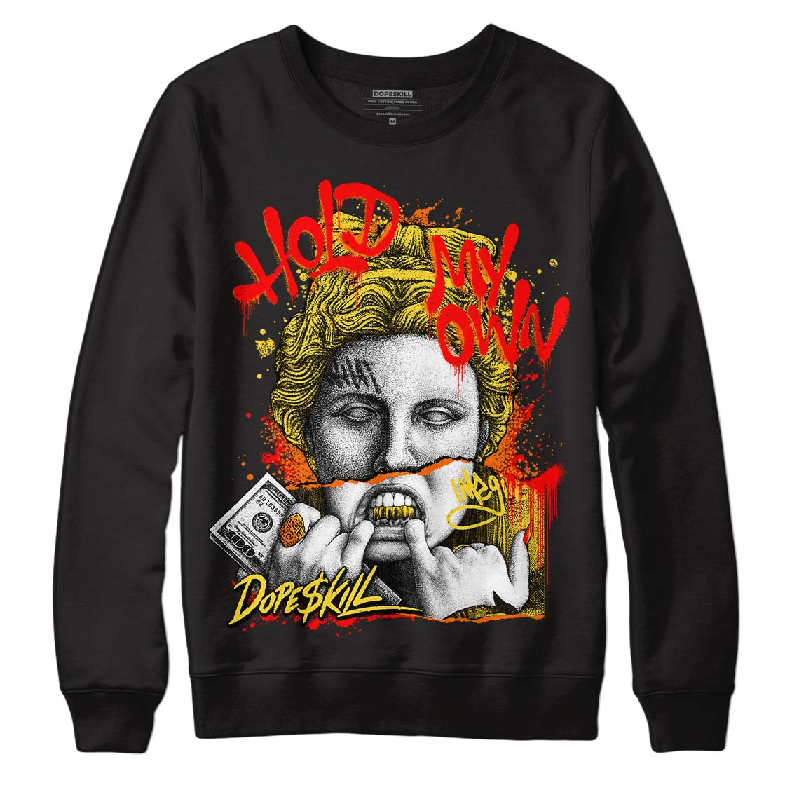 Black Tour Yellow AJ 4 Thunder DopeSkill Sweatshirt Hold My Own Graphic
