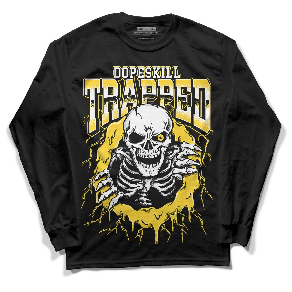 Black Tour Yellow AJ 4 Thunder DopeSkill Long Sleeve T-Shirt Trapped Halloween Graphic