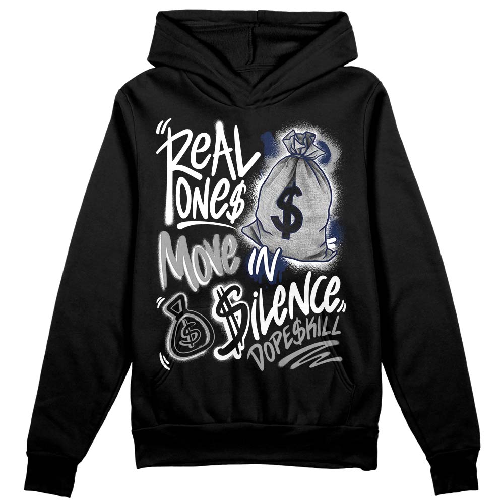 AJ Spizike White Obsidian DopeSkill Hoodie Sweatshirt Real Ones Move In Silence Graphic