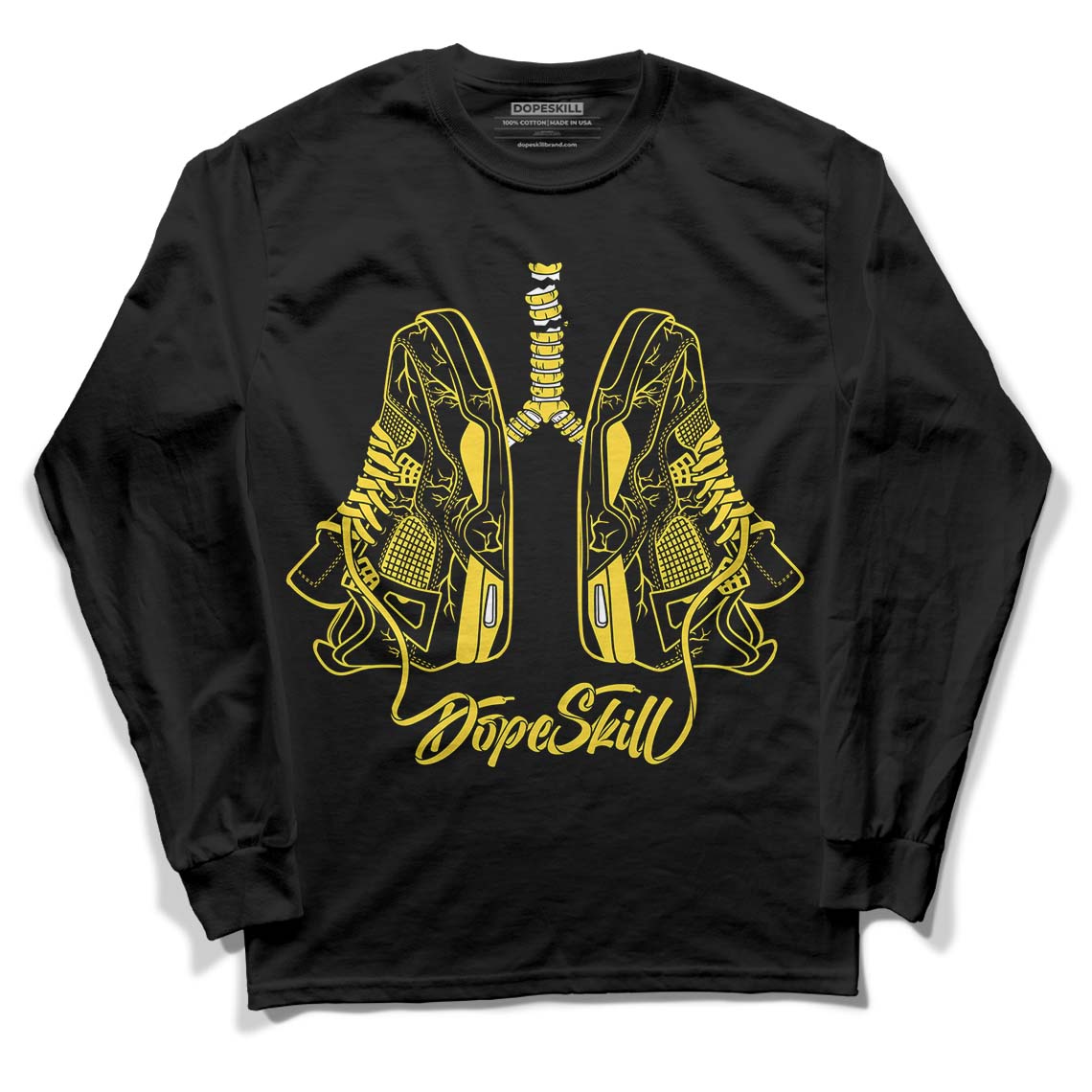 Black Tour Yellow AJ 4 Thunder DopeSkill Long Sleeve T-Shirt Breathe Graphic
