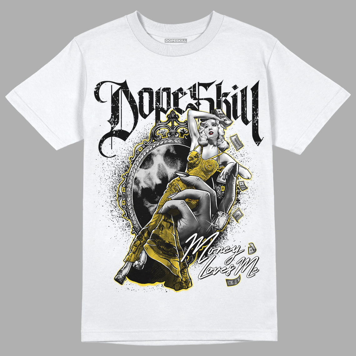 Black Tour Yellow AJ 4 Thunder DopeSkill T-Shirt Money Loves Me Graphic