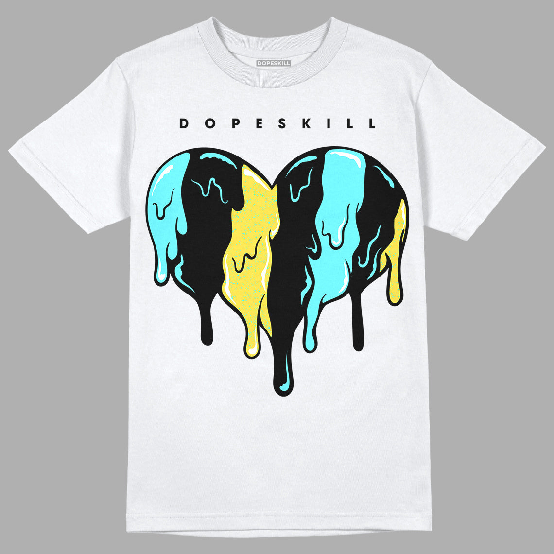 Aqua 5s DopeSkill T-Shirt Slime Drip Heart Graphic