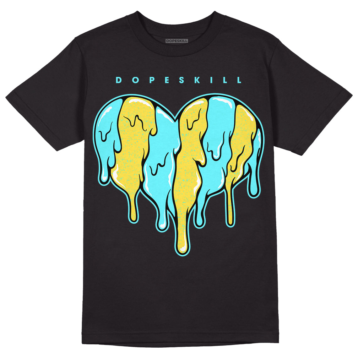 Aqua 5s DopeSkill T-Shirt Slime Drip Heart Graphic