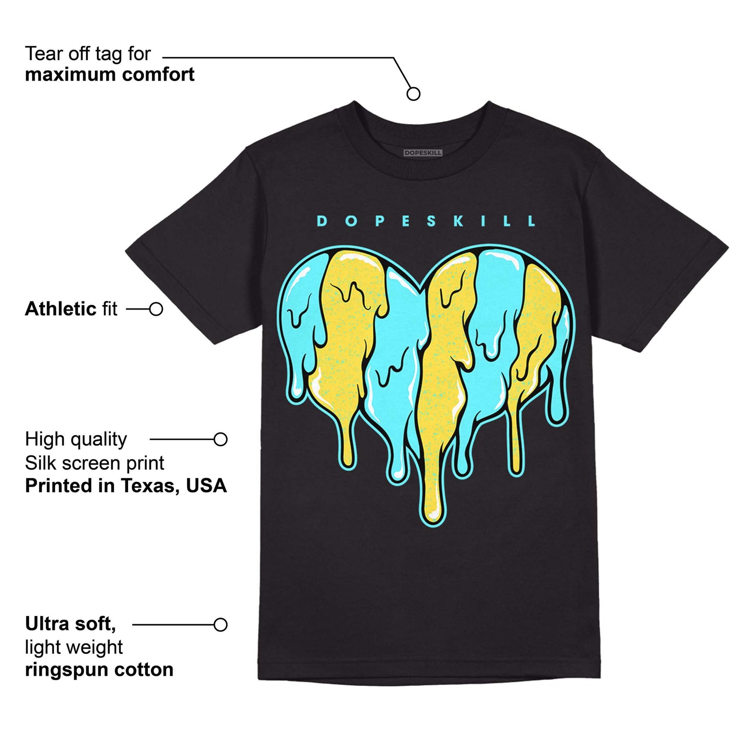 Aqua 5s DopeSkill T-Shirt Slime Drip Heart Graphic