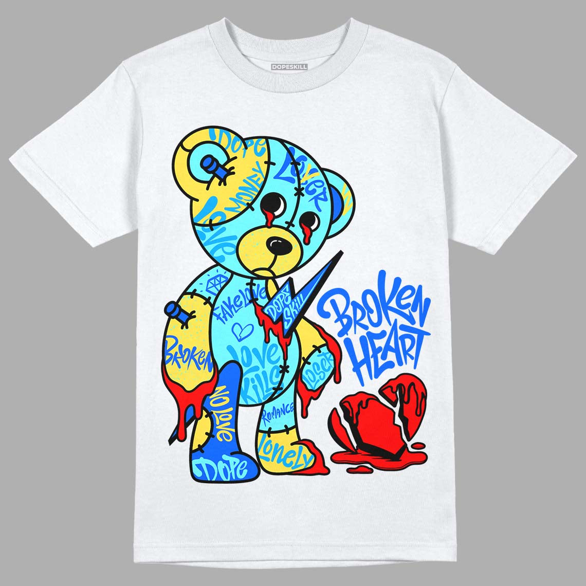 Aqua 5s DopeSkill T-Shirt Broken Heart Graphic