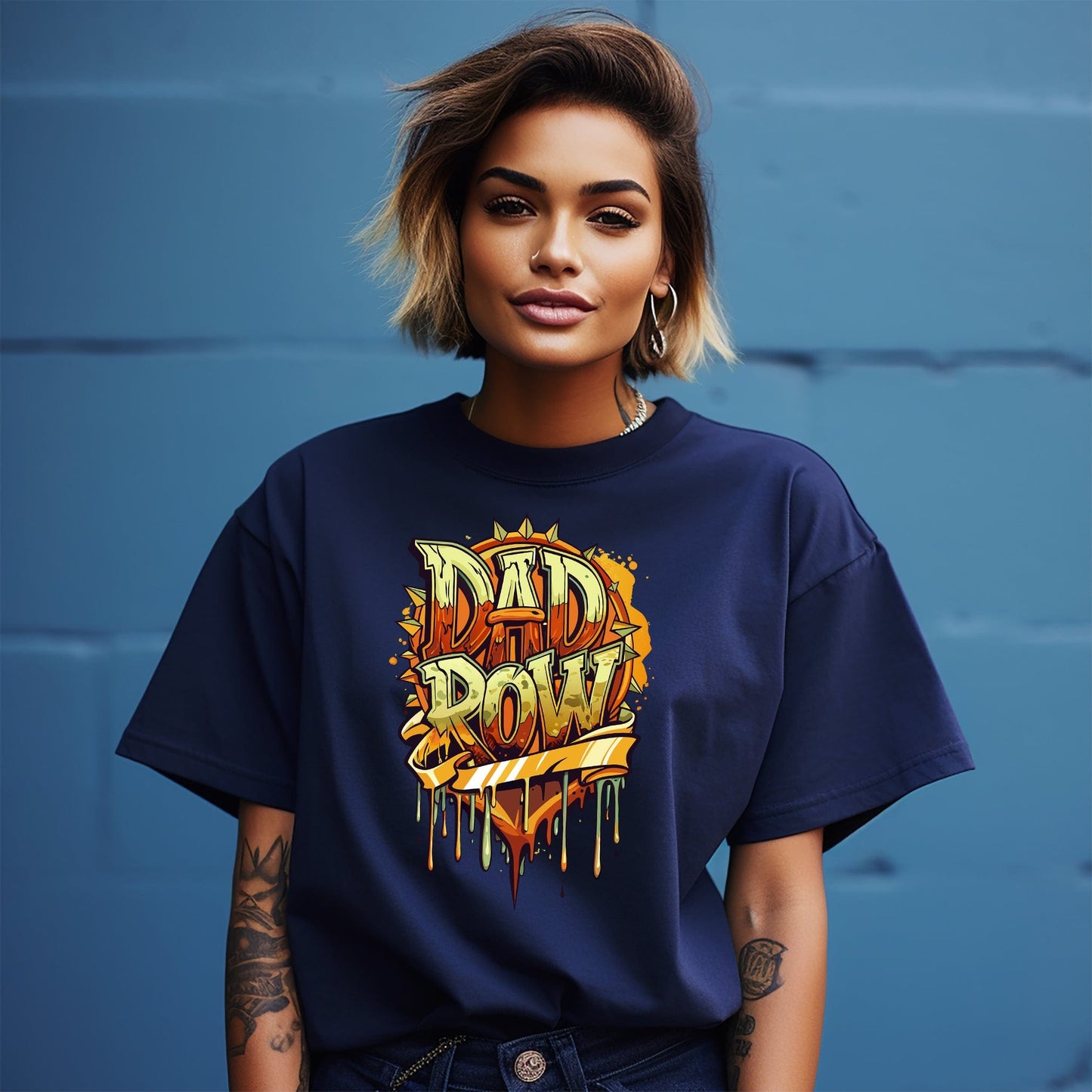 Dad Row Heart Graffiti Tee Funny