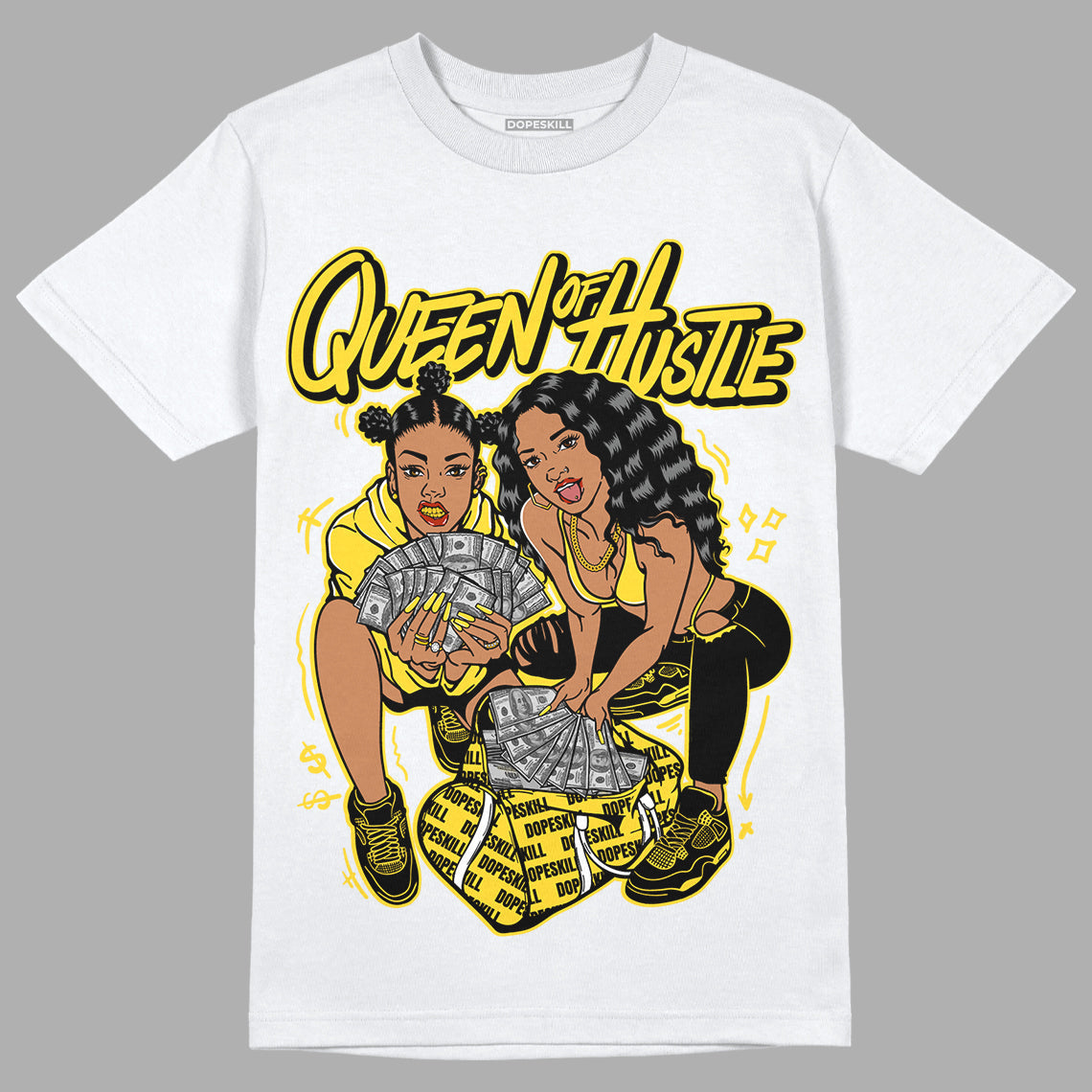 Black Tour Yellow AJ 4 Thunder DopeSkill T-Shirt Queen Of Hustle Graphic