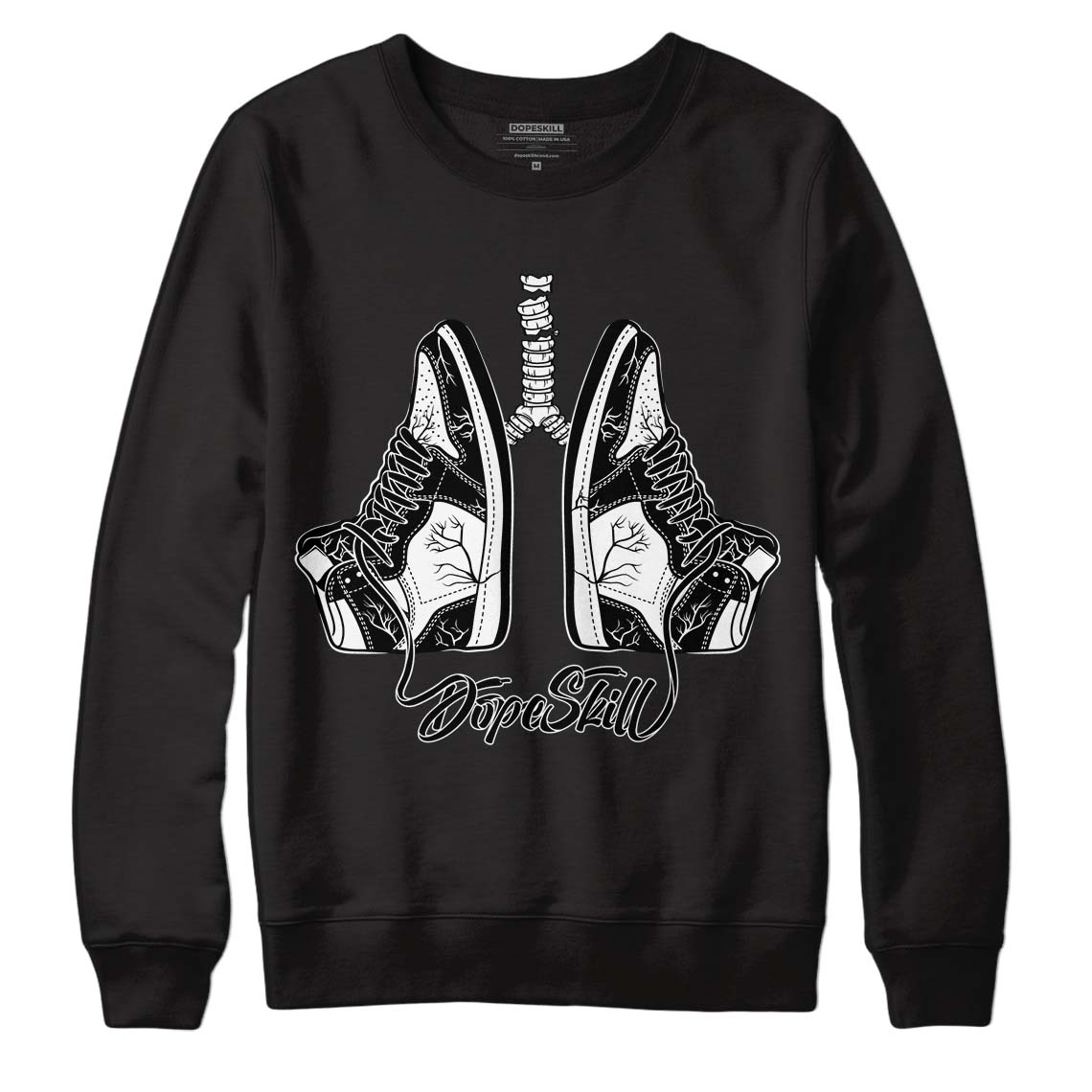 85 Black White 1s DopeSkill Sweatshirt Breathe Graphic