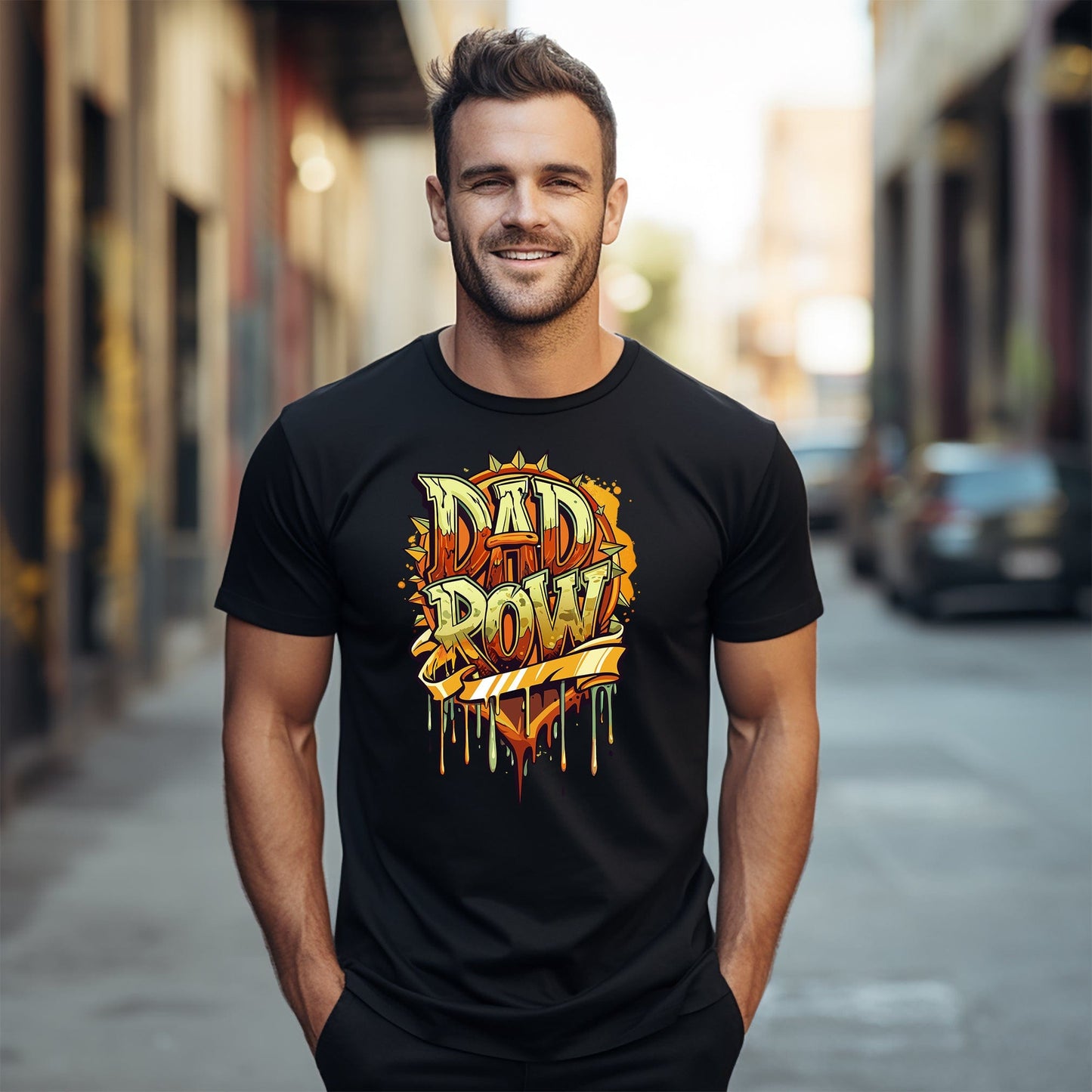 Dad Row Heart Graffiti Tee Funny