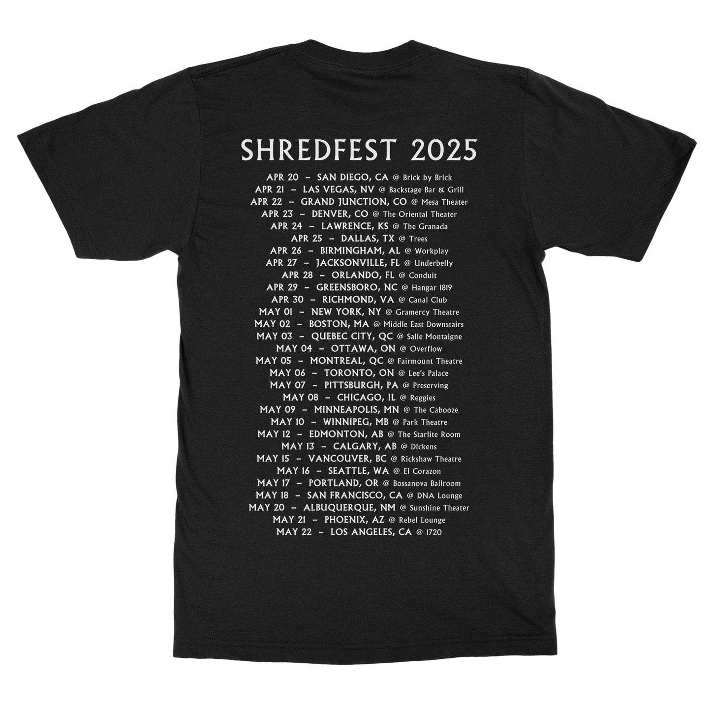 Atheist "2025 Shredfest Tour tee" T-Shirt